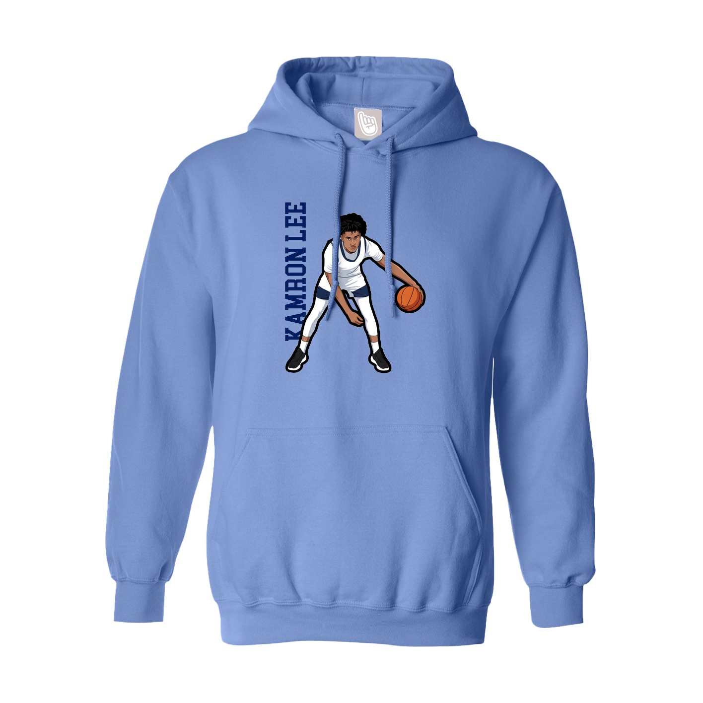 Youth Hoodie — Name Vertical in Powder Blue