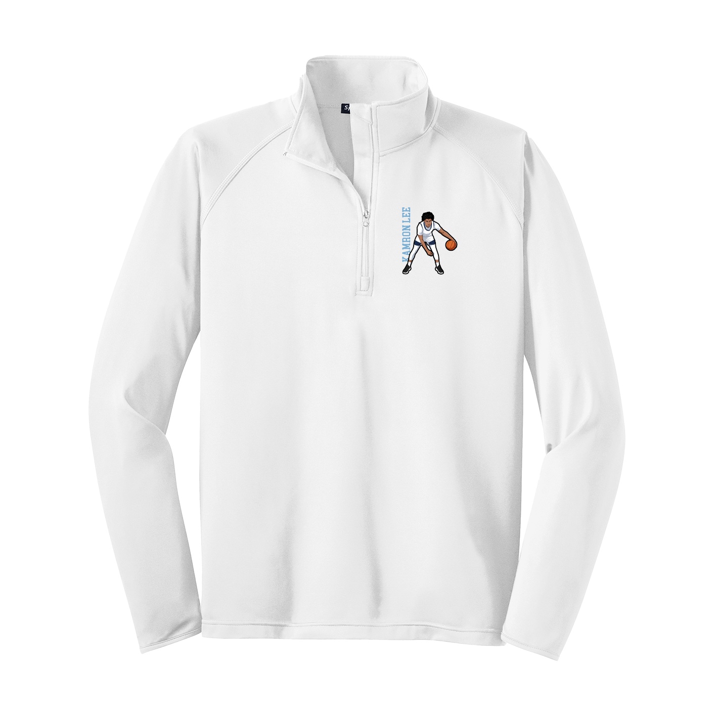 Q-Zip Pullover — Name Vertical in White