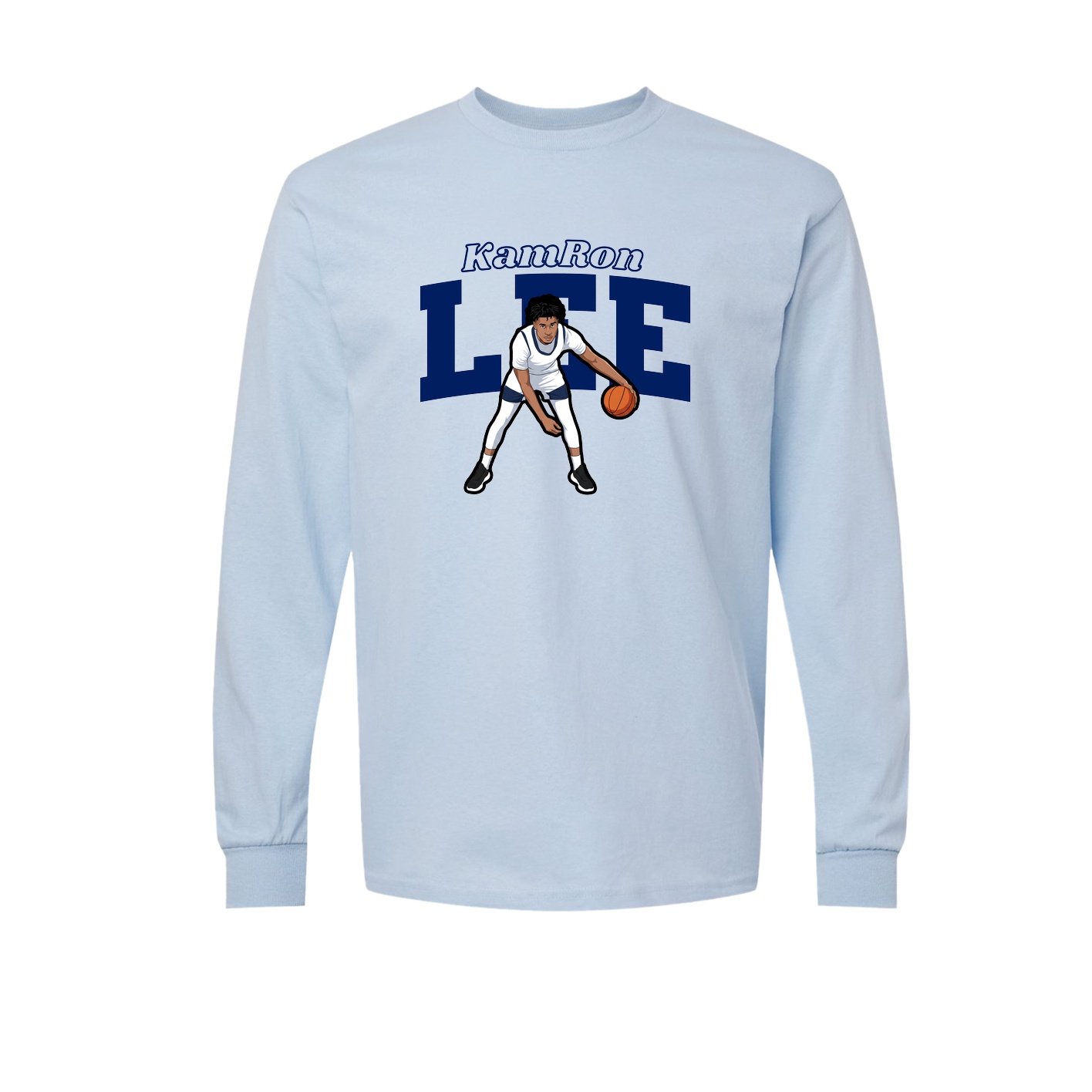 Long Sleeve Tee — Name Arch in Light Blue