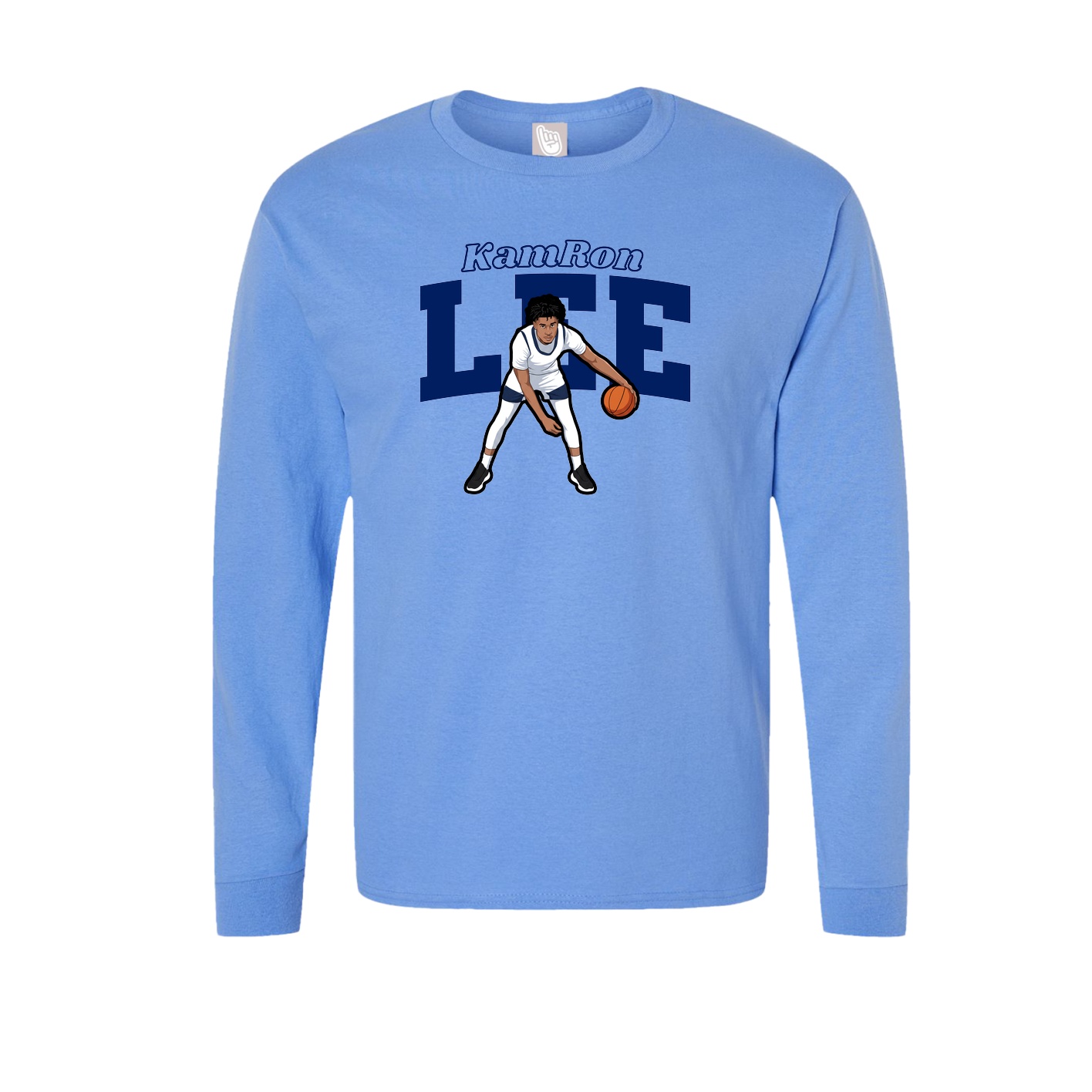 Long Sleeve Tee — Name Arch in Powder Blue