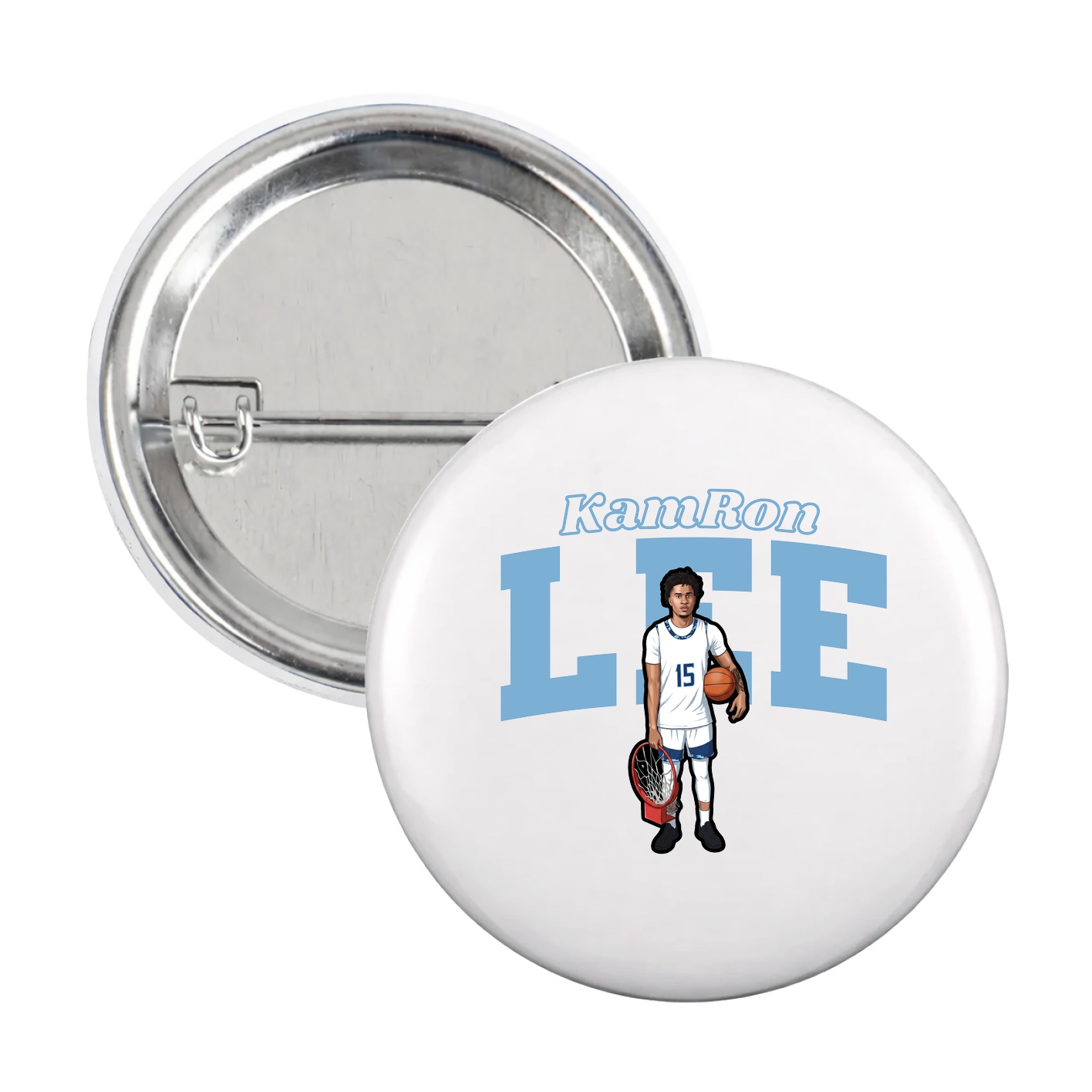 Game Day Button — Name Arch in White