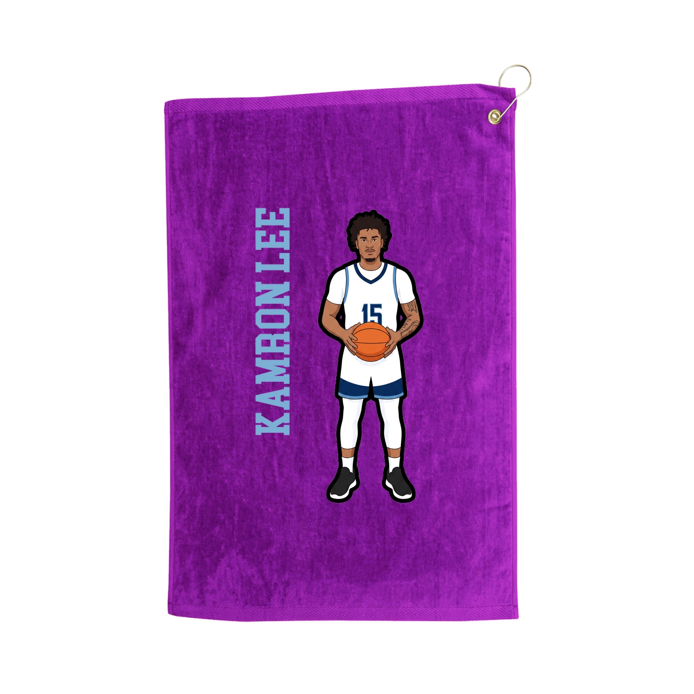 Golf Towel — Name Vertical in Purple
