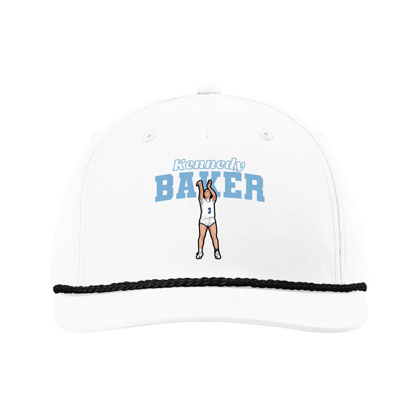 Five-Panel Classic Rope Cap — Name Arch in White