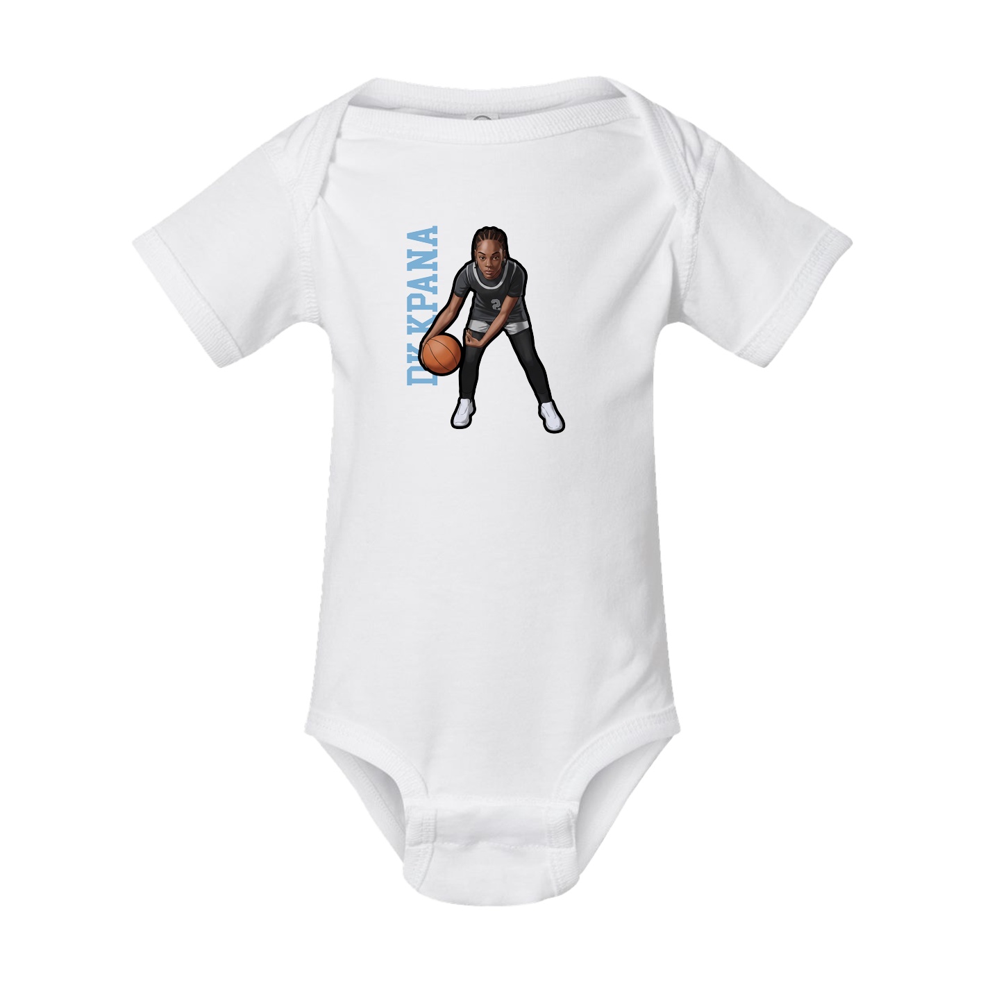 Baby Onesie — Name Vertical in White