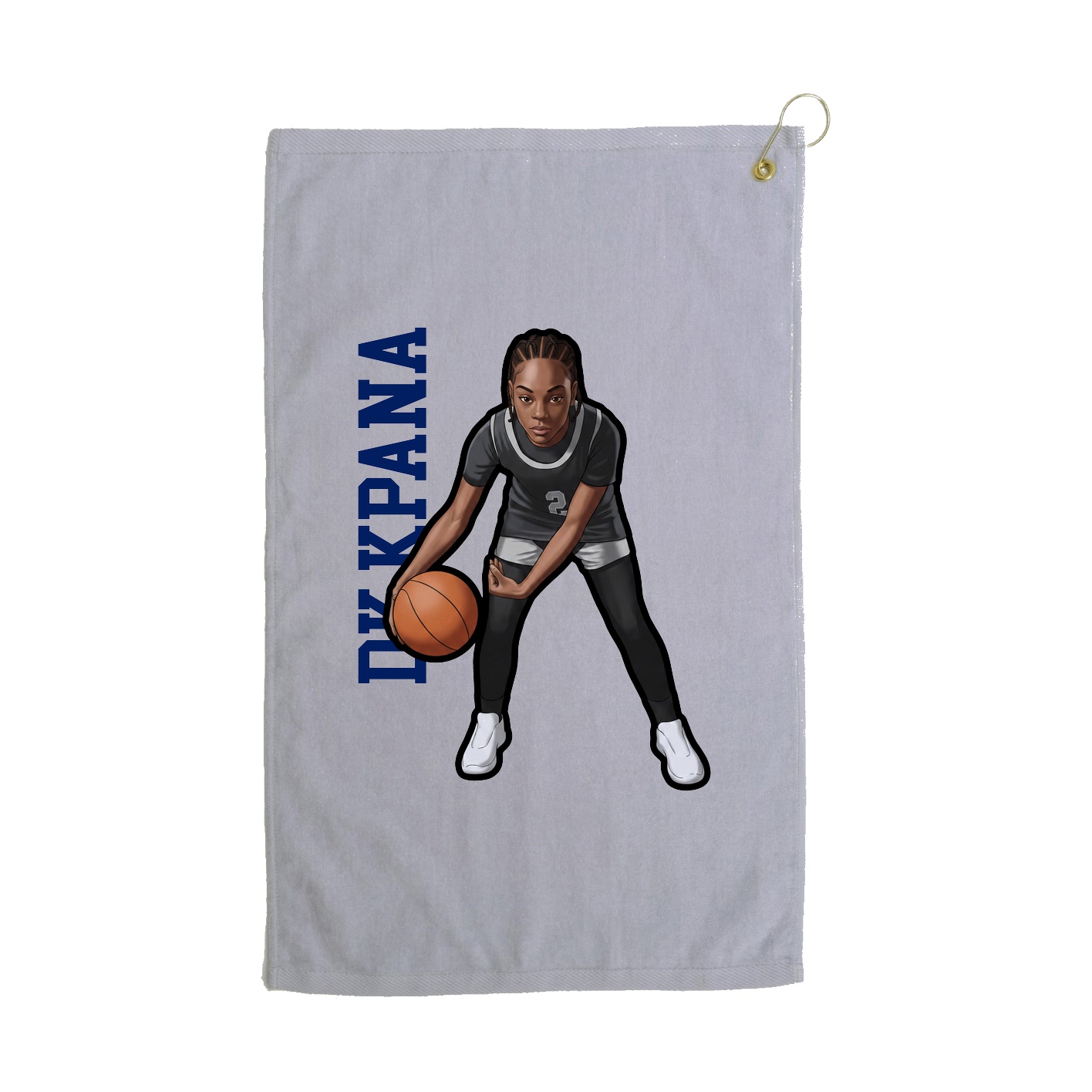 Golf Towel — Name Vertical in Grey