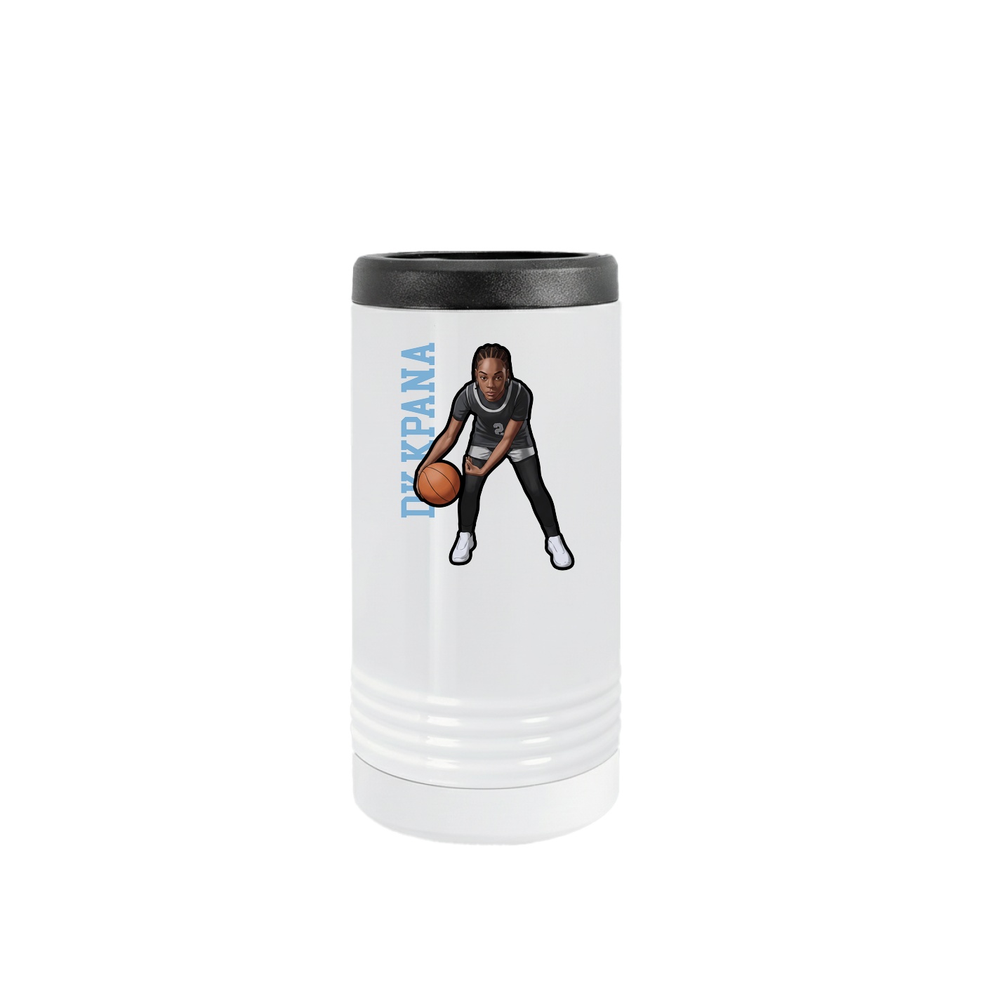 Slim Beverage Holder — Name Vertical in White