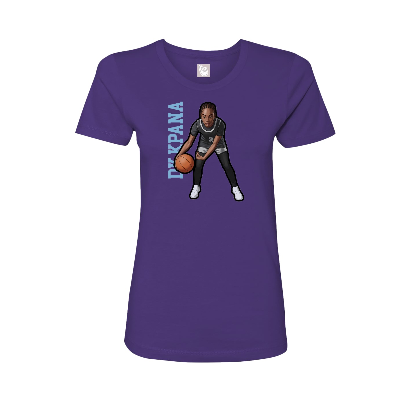 Fitted Women's Tee — Name Vertical in Purple