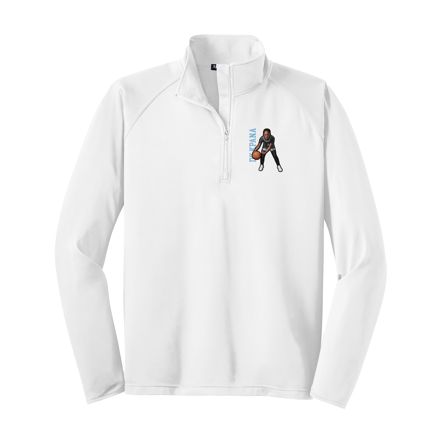 Q-Zip Pullover — Name Vertical in White