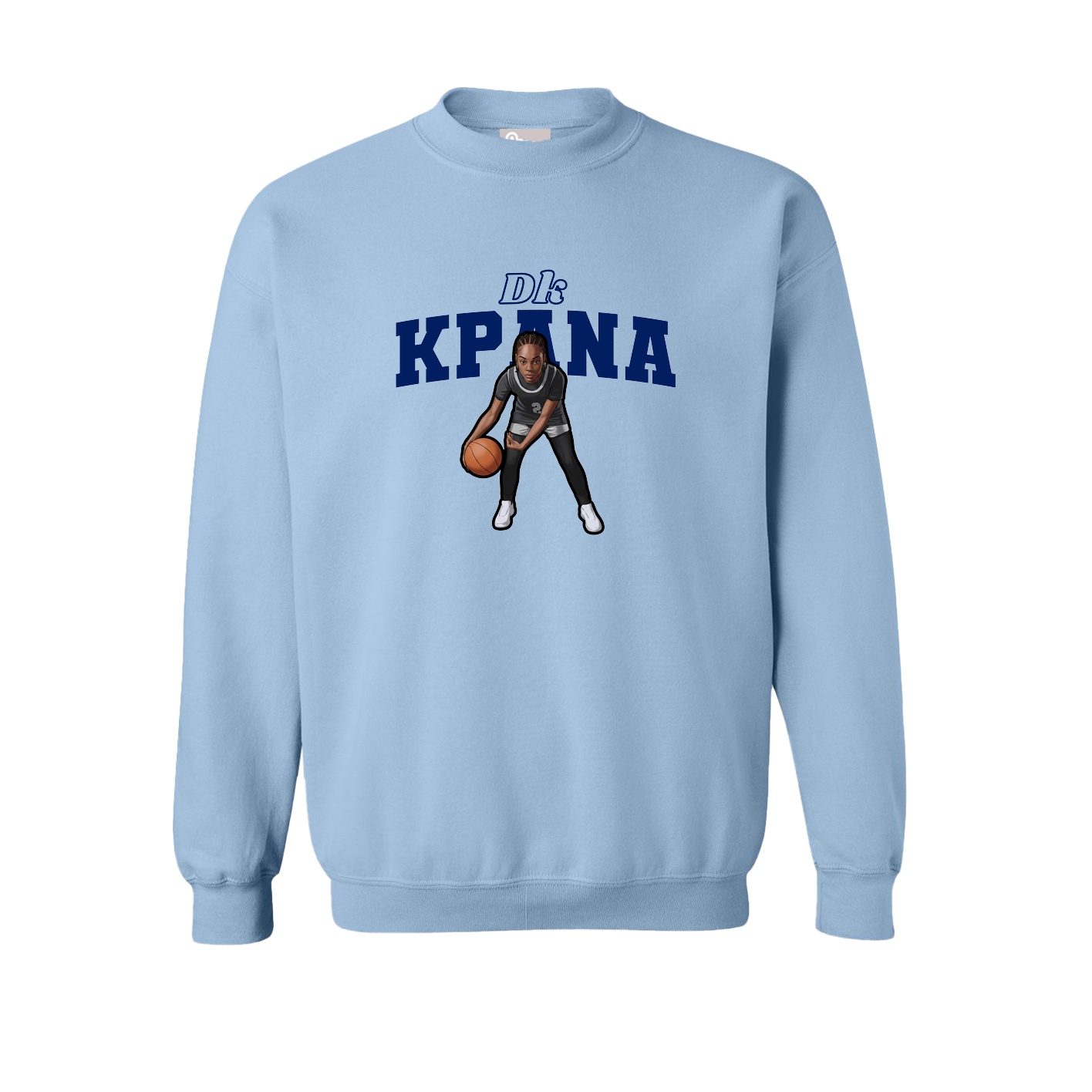 Fleece Crew — Name Arch in Light Blue