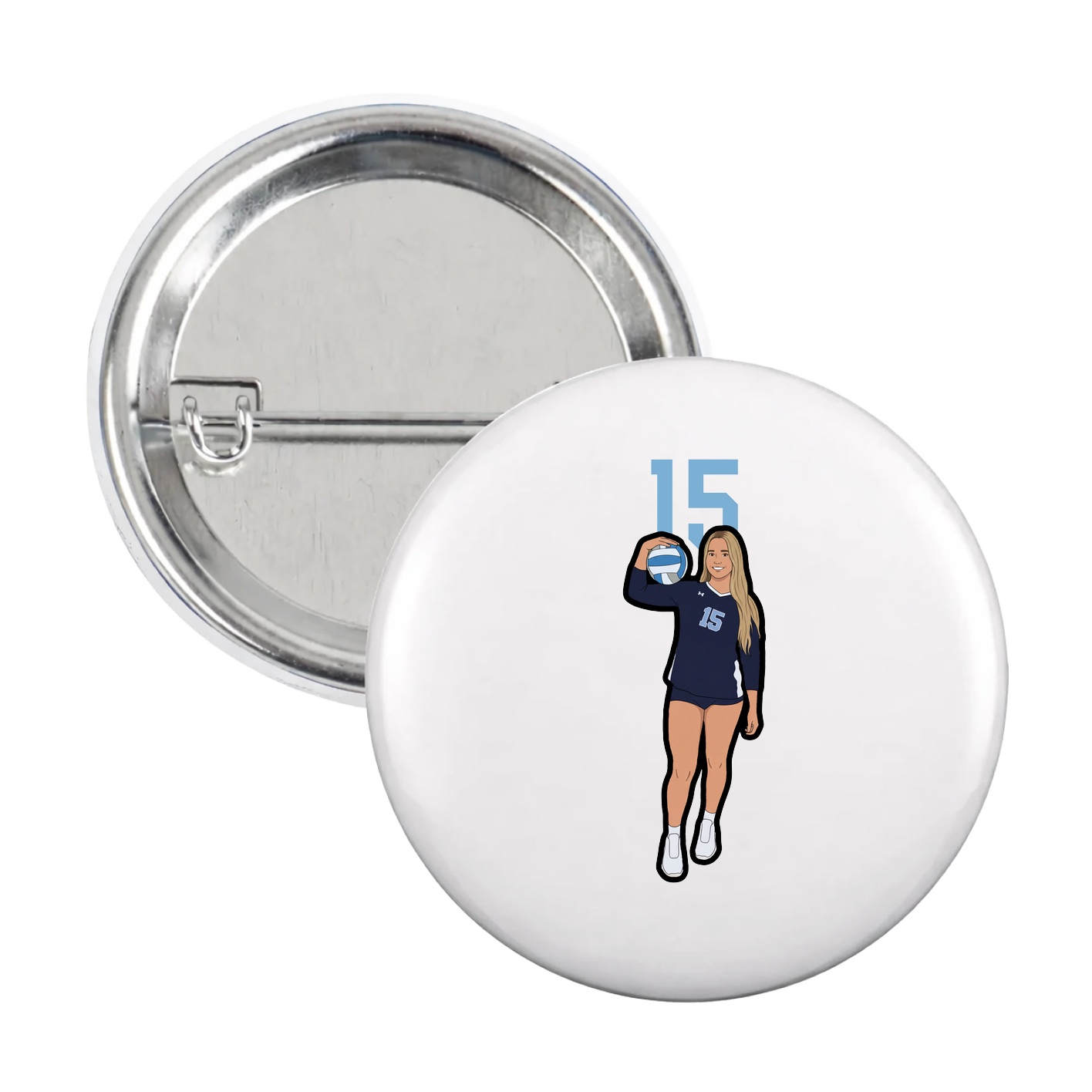 Game Day Button — Number Top in White