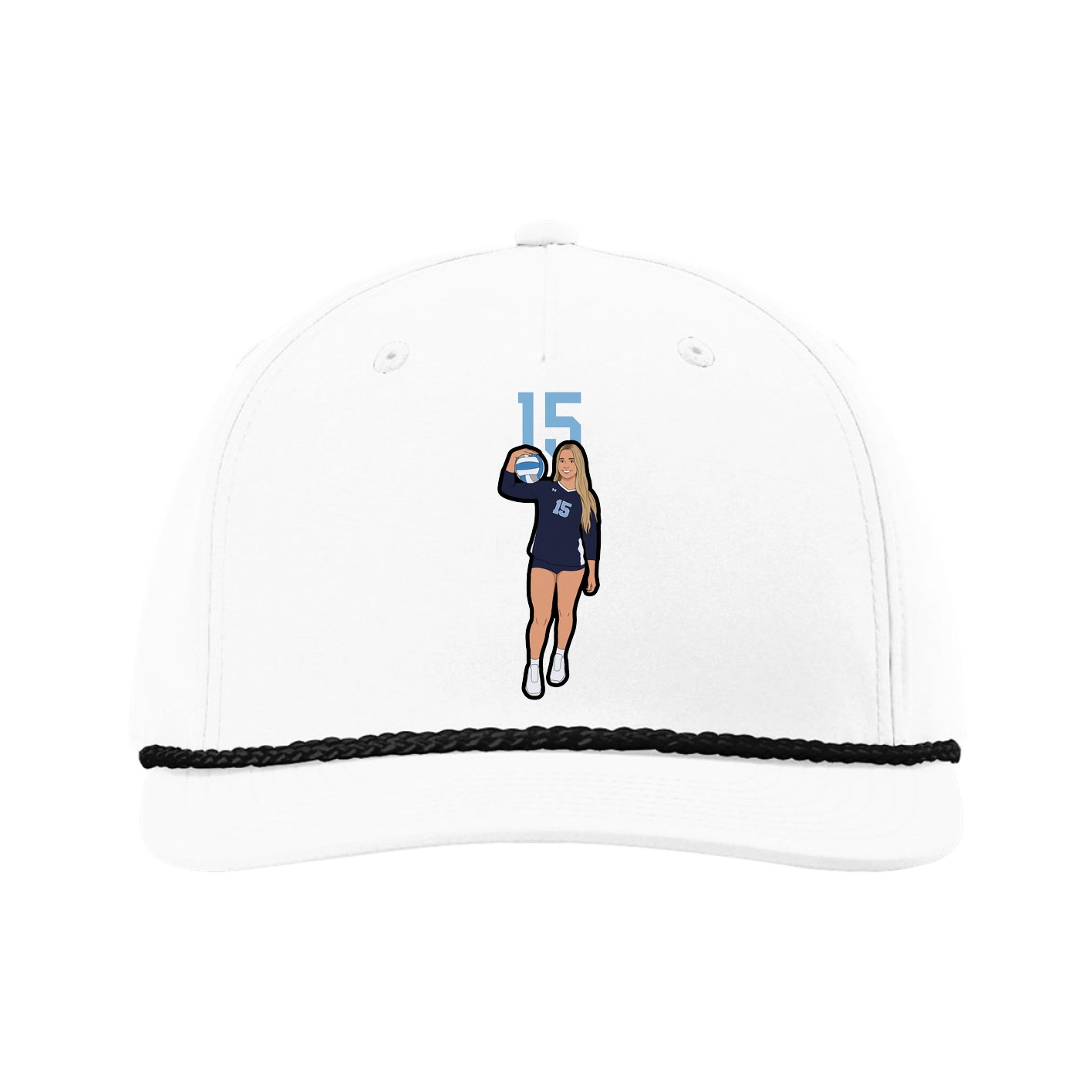 Five-Panel Classic Rope Cap — Number Top in White
