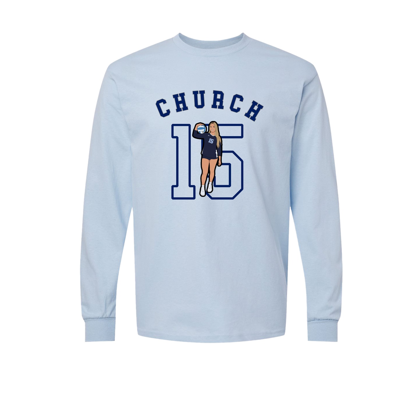 Long Sleeve Tee — Shirsey Arch in Light Blue