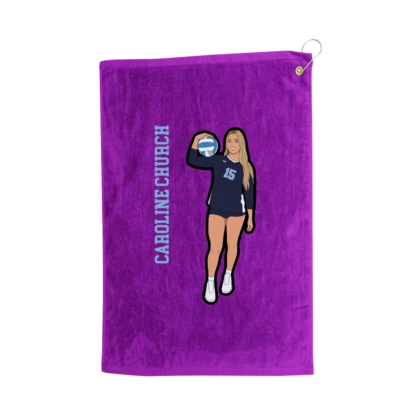 Golf Towel — Name Vertical in Purple