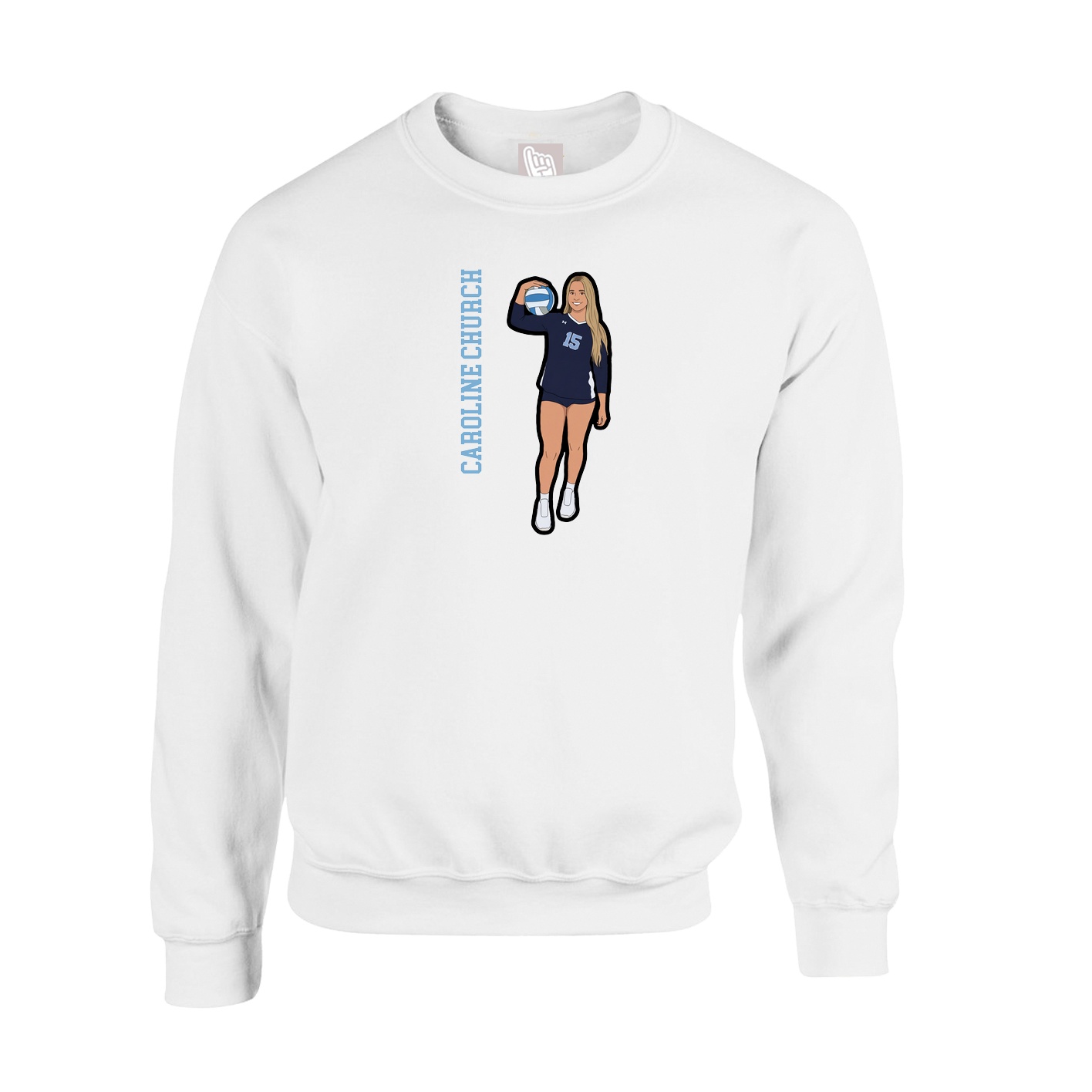 Fleece Crew — Name Vertical in White