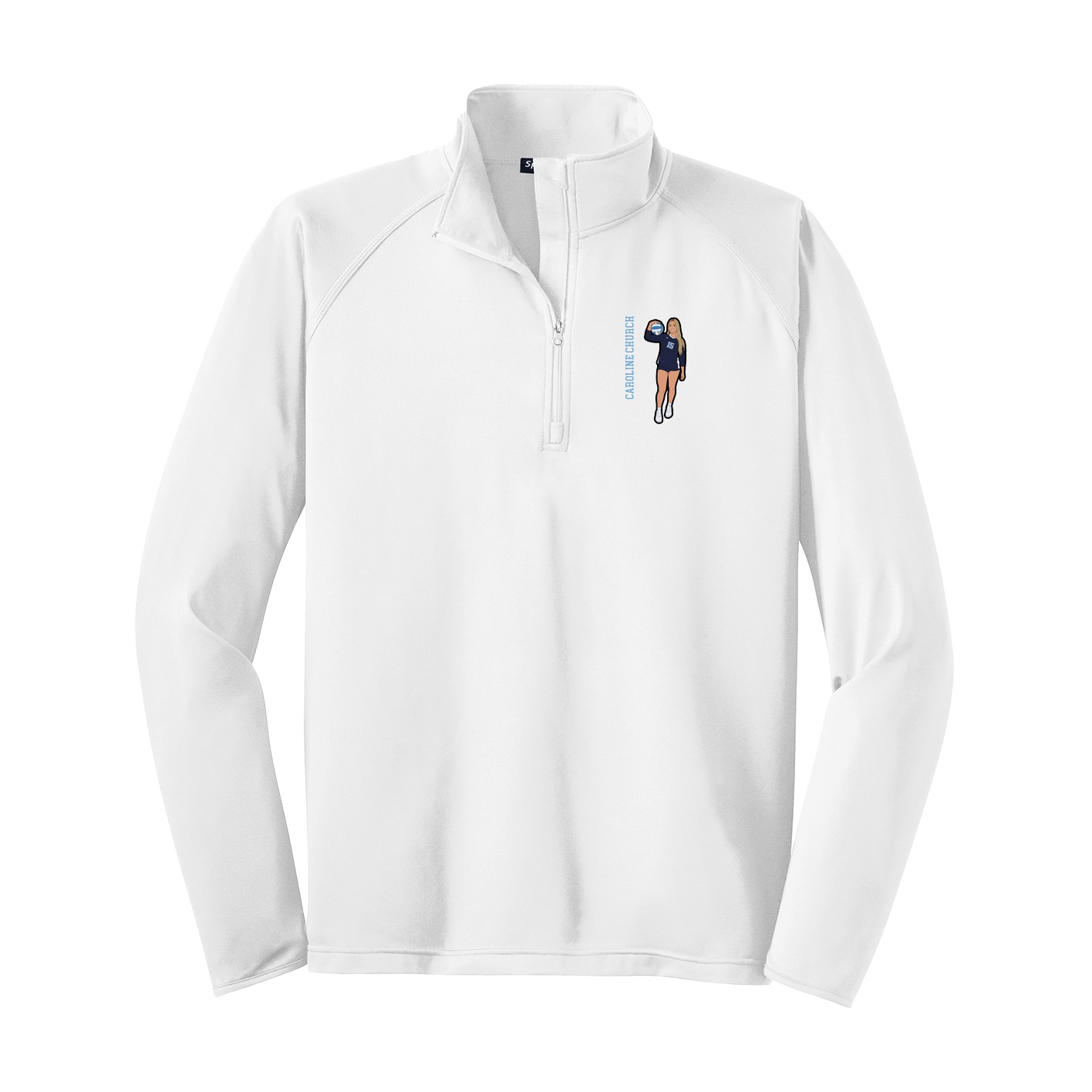 Q-Zip Pullover — Name Vertical in White
