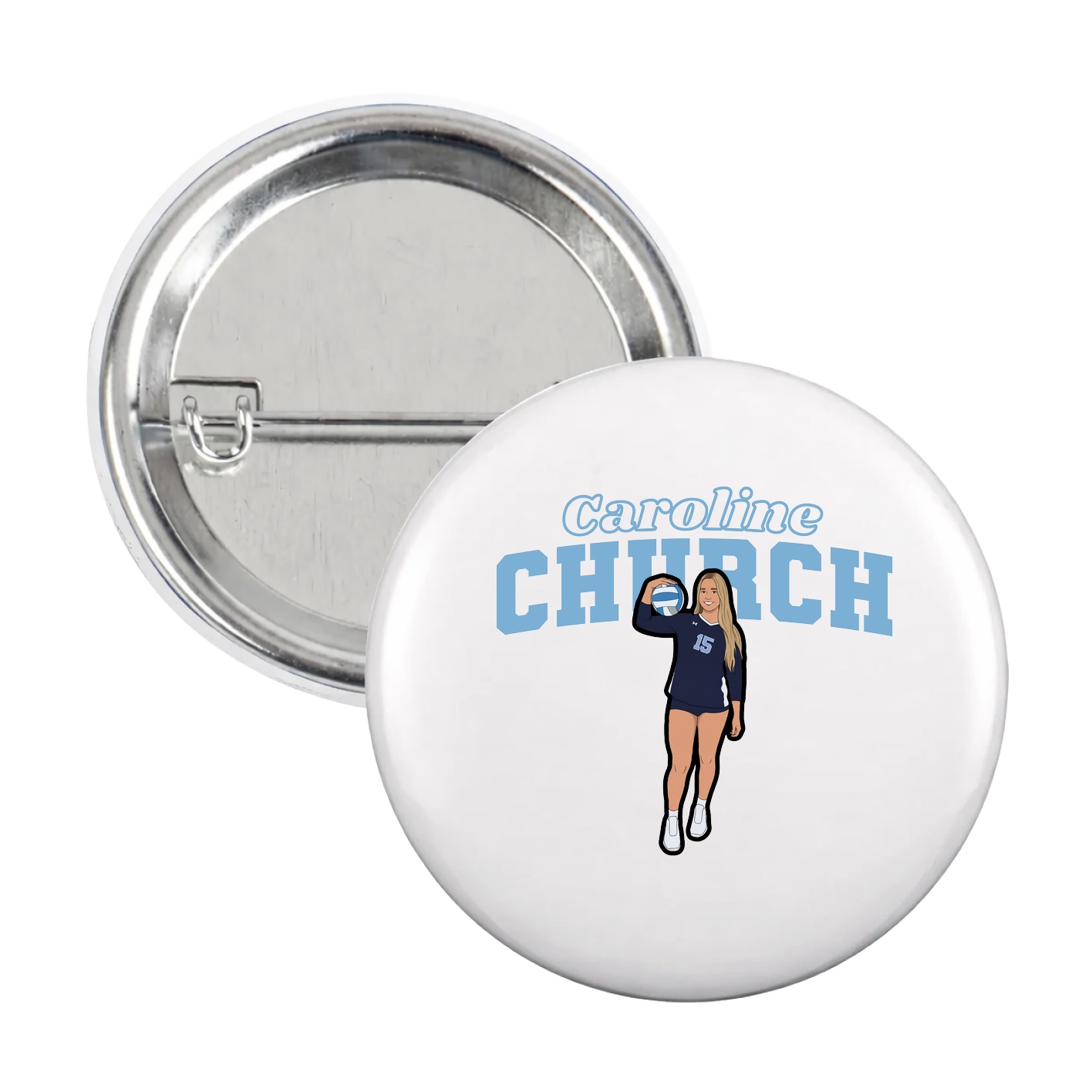 Game Day Button — Name Arch in White