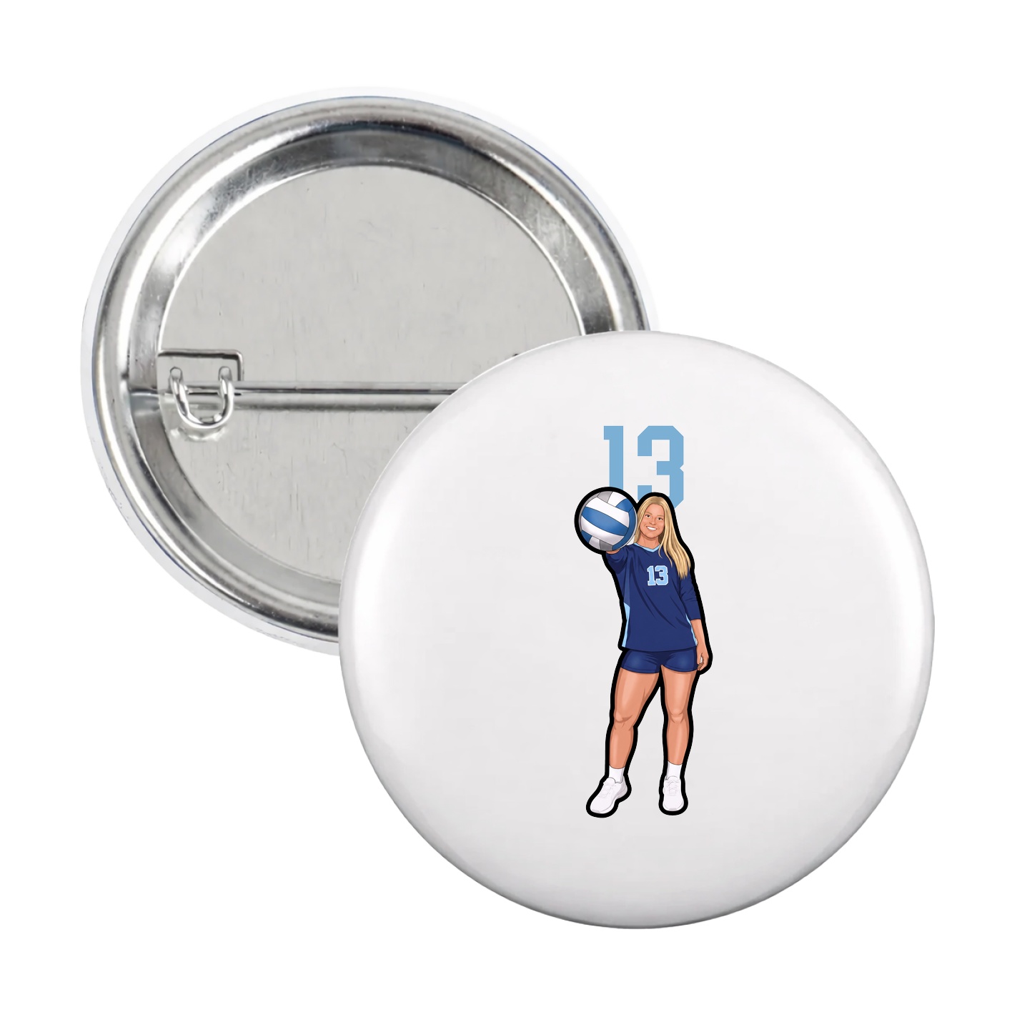 Game Day Button — Number Top in White