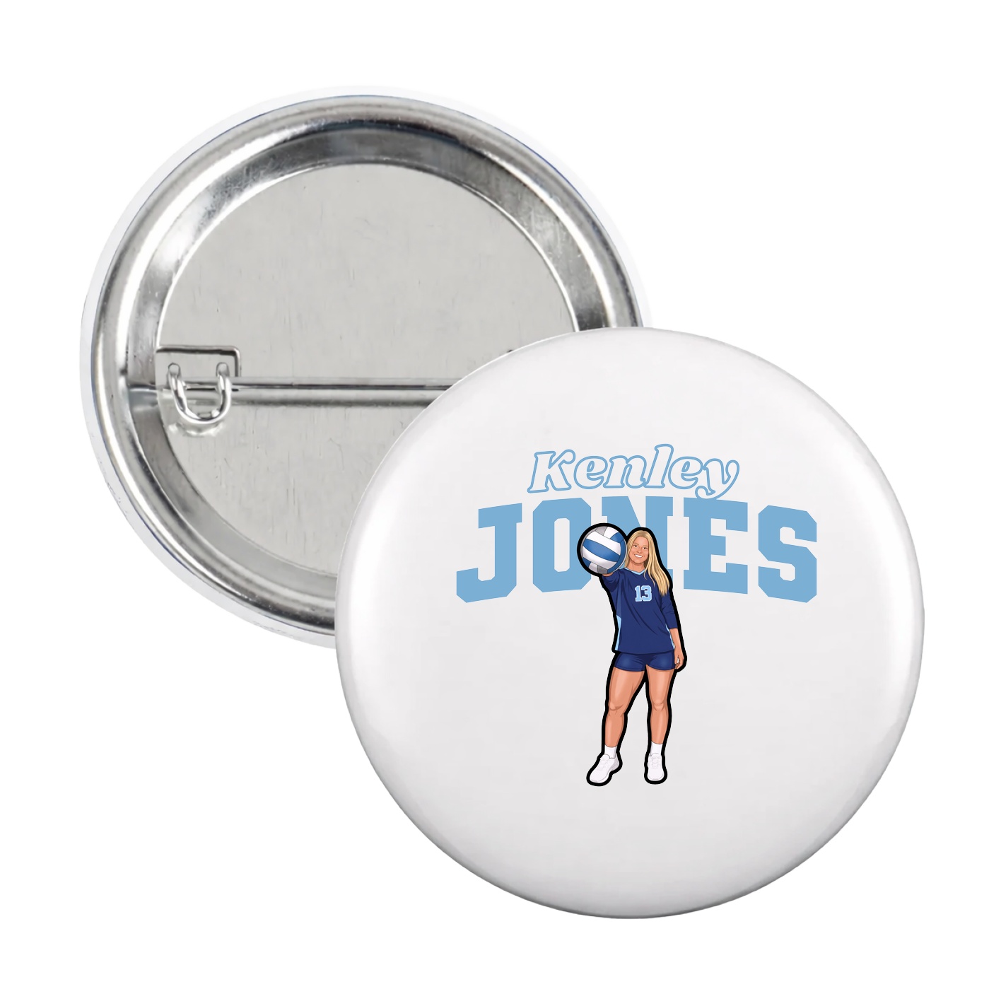 Game Day Button — Name Arch in White