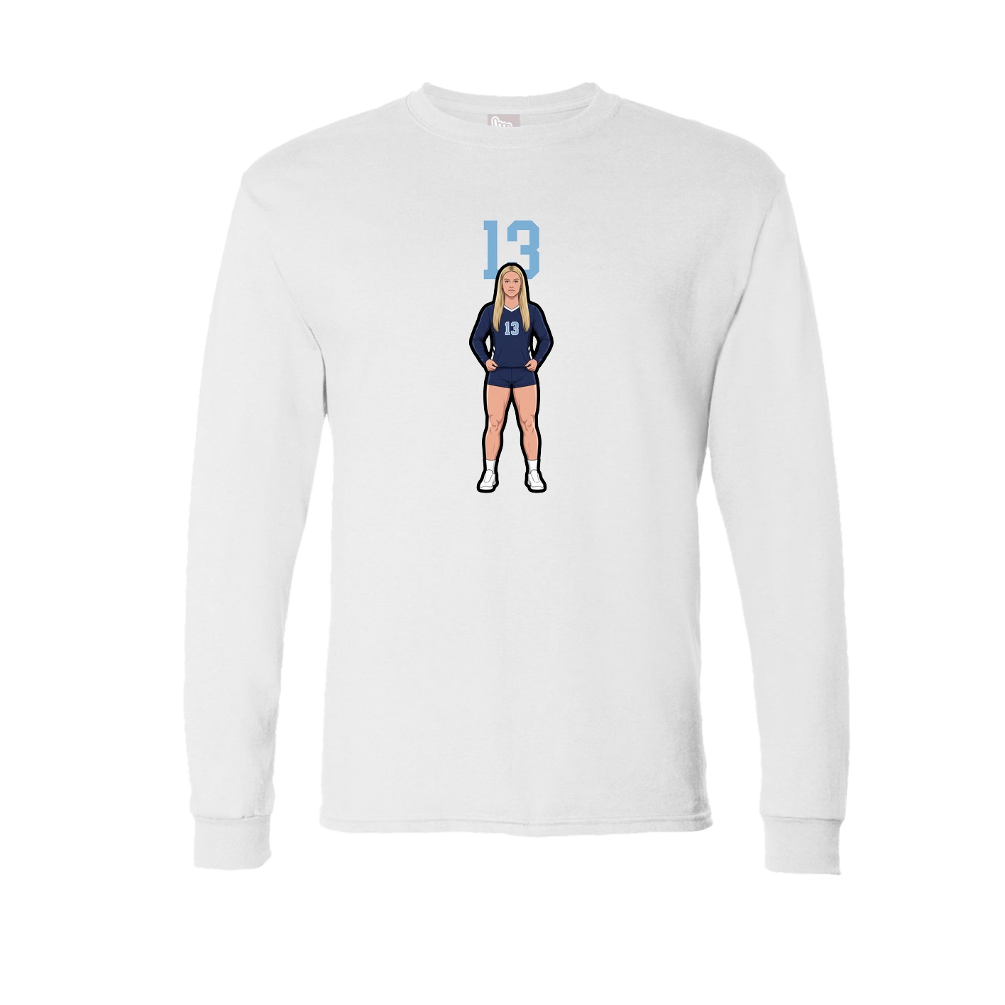 Long Sleeve Tee — Number Top in White