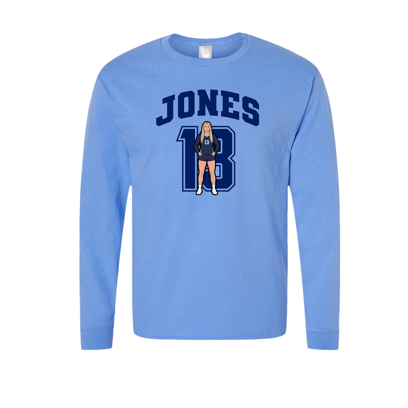 Long Sleeve Tee — Number in Powder Blue