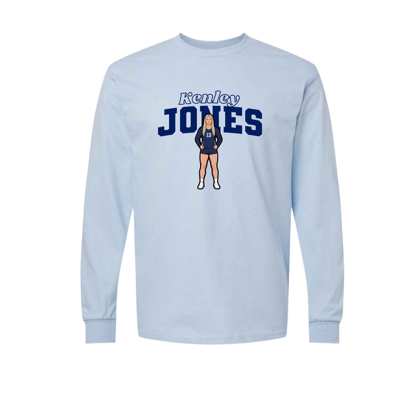 Long Sleeve Tee — Name Arch in Light Blue