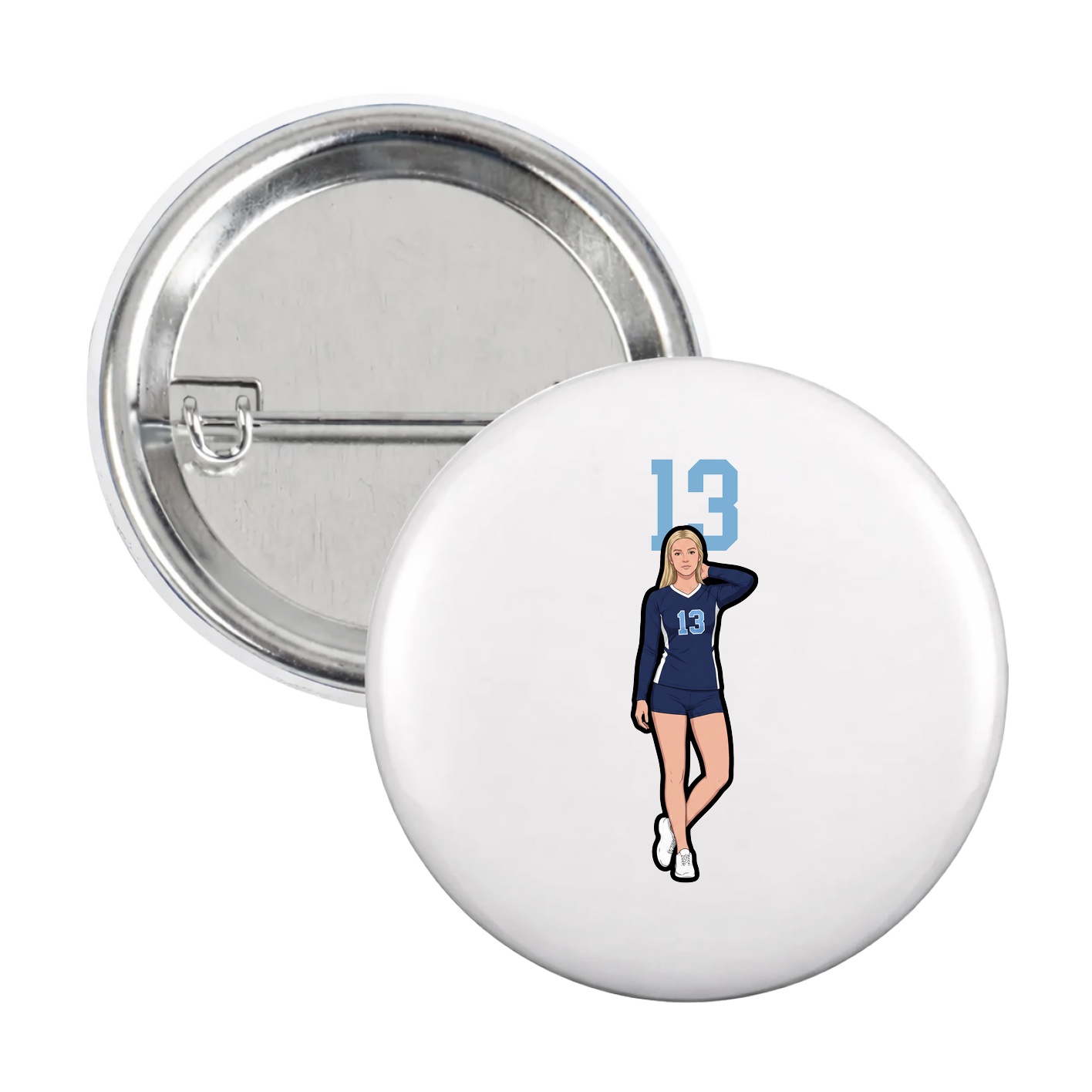 Game Day Button — Number Top in White