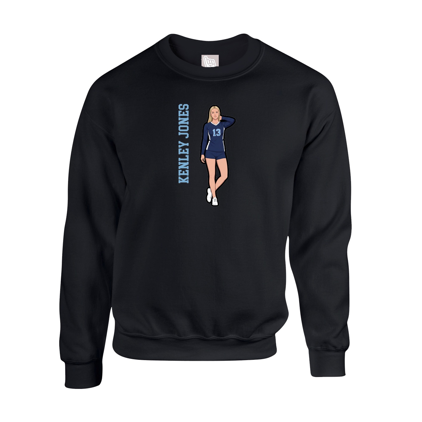 Fleece Crew — Name Vertical in Black