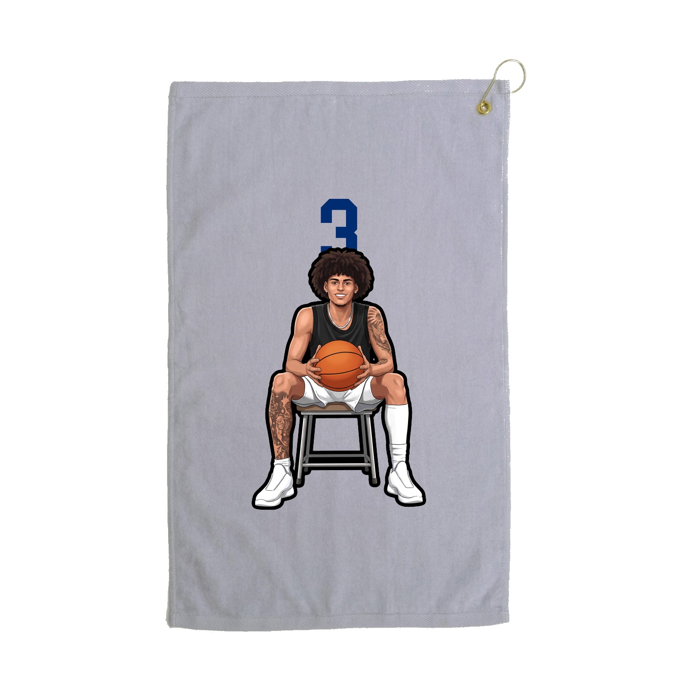 Golf Towel — Number Top in Grey