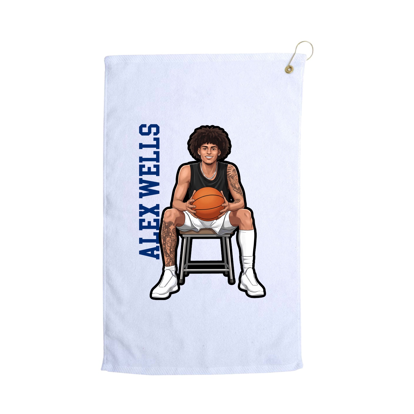 Golf Towel — Name Vertical in White
