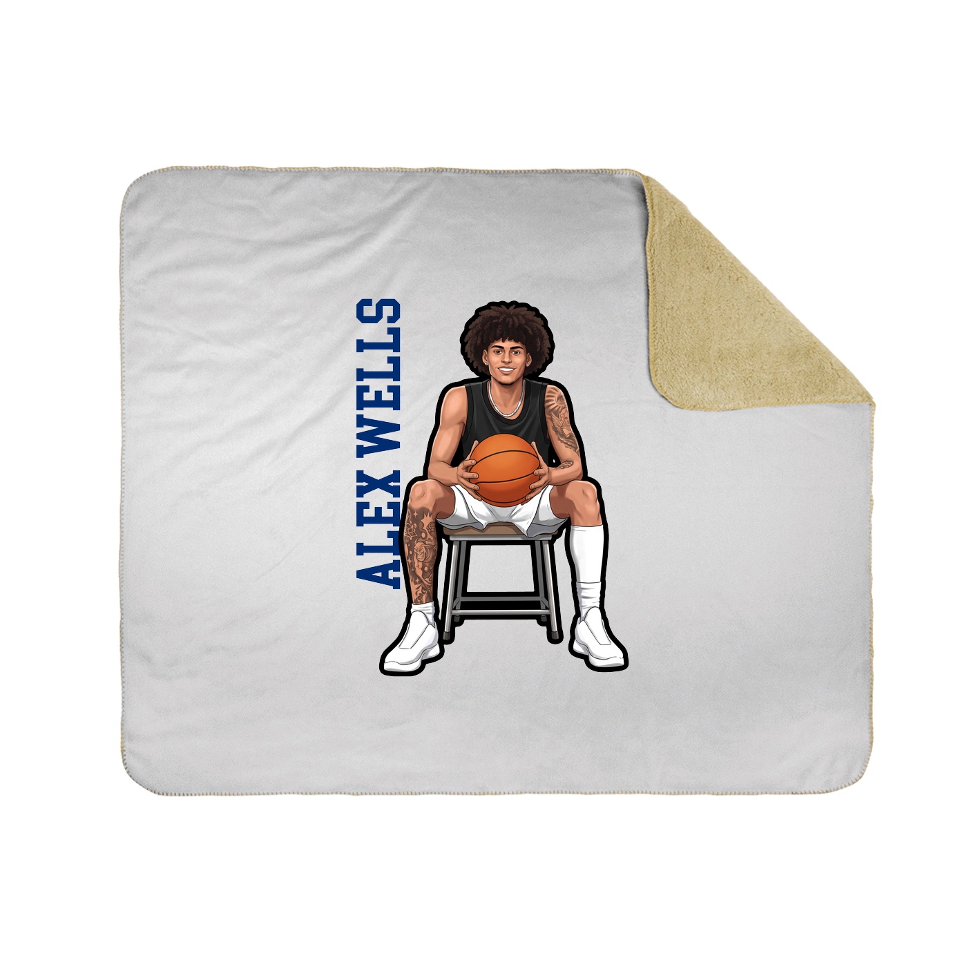 Throw Blanket — Name Vertical in White