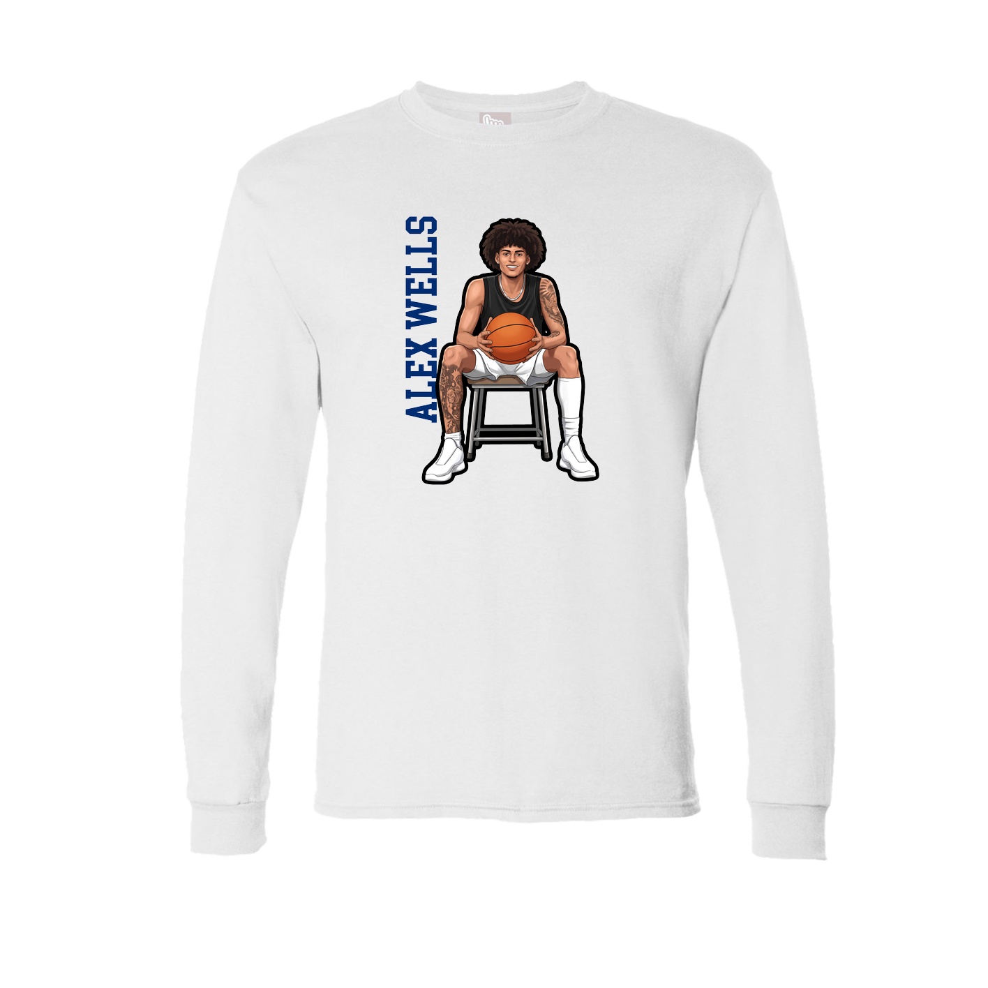 Long Sleeve Tee — Name Vertical in White