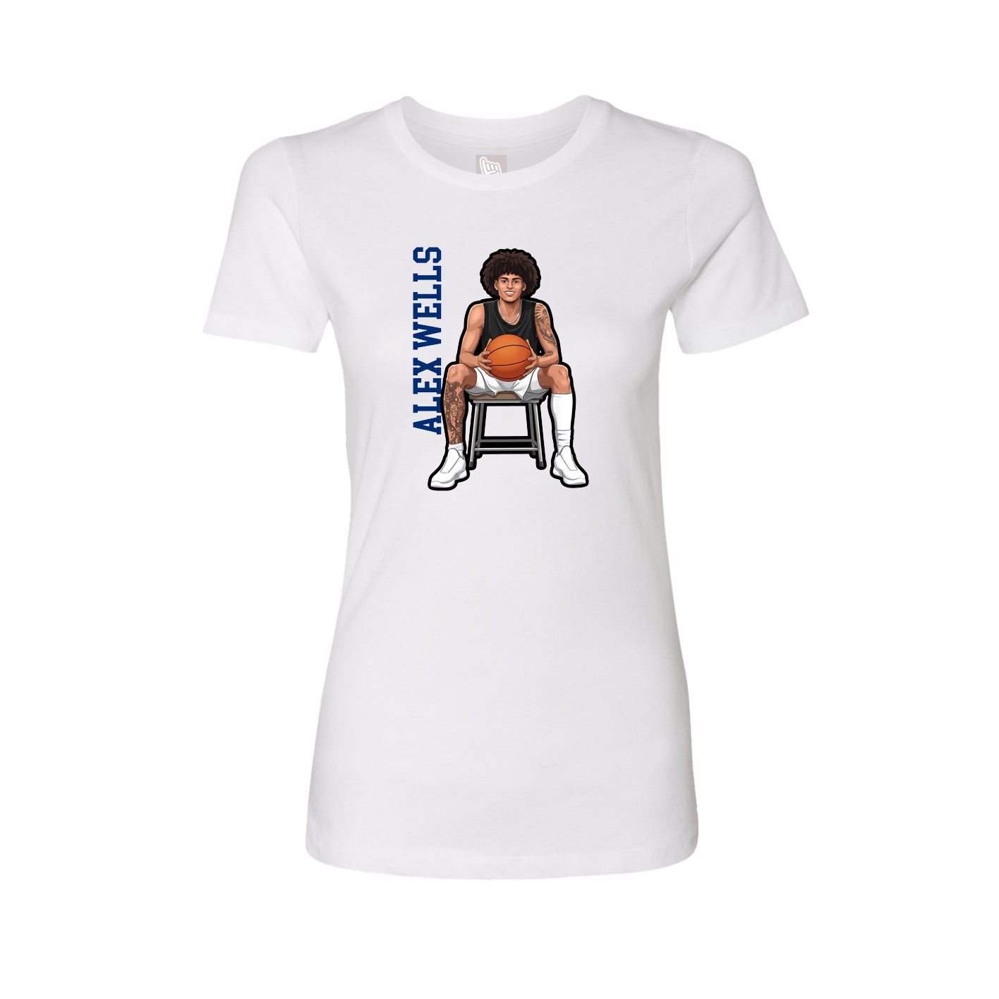 Fitted Women's Tee — Name Vertical in White