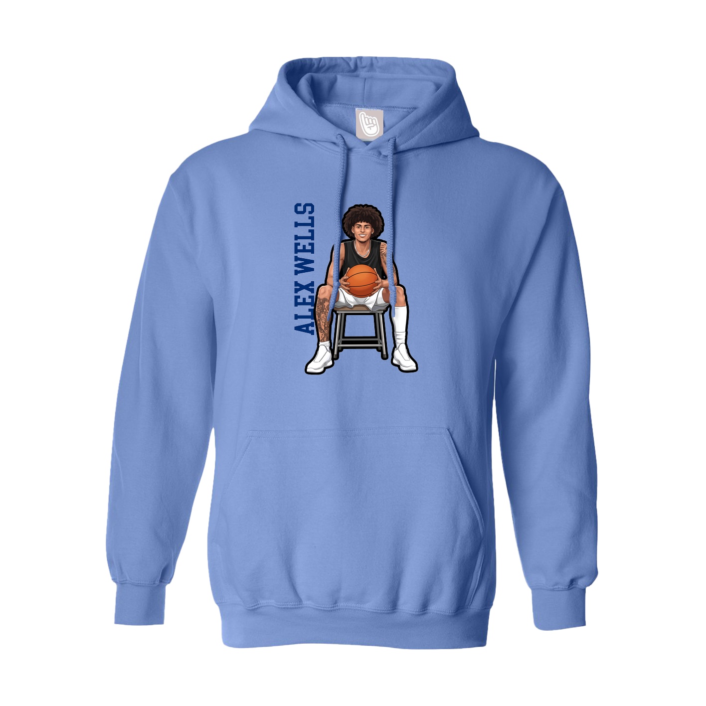 Youth Hoodie — Name Vertical in Powder Blue
