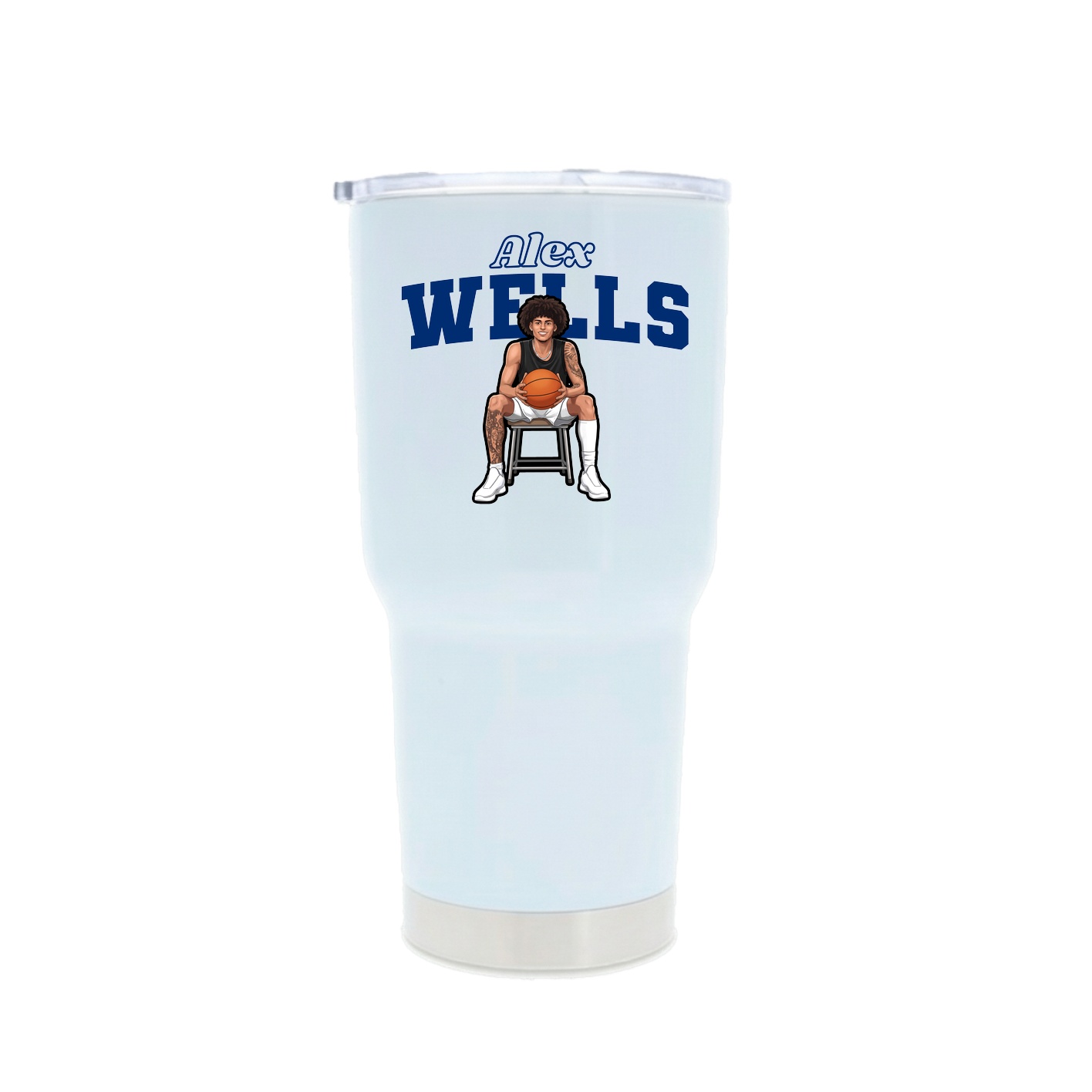 30oz Stainless Steel Tumbler — Name Arch in White