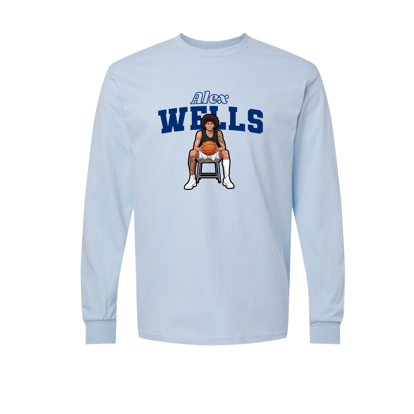 Long Sleeve Tee — Name Arch in Light Blue