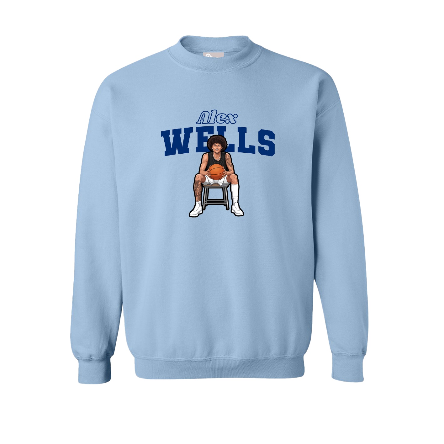 Fleece Crew — Name Arch in Light Blue