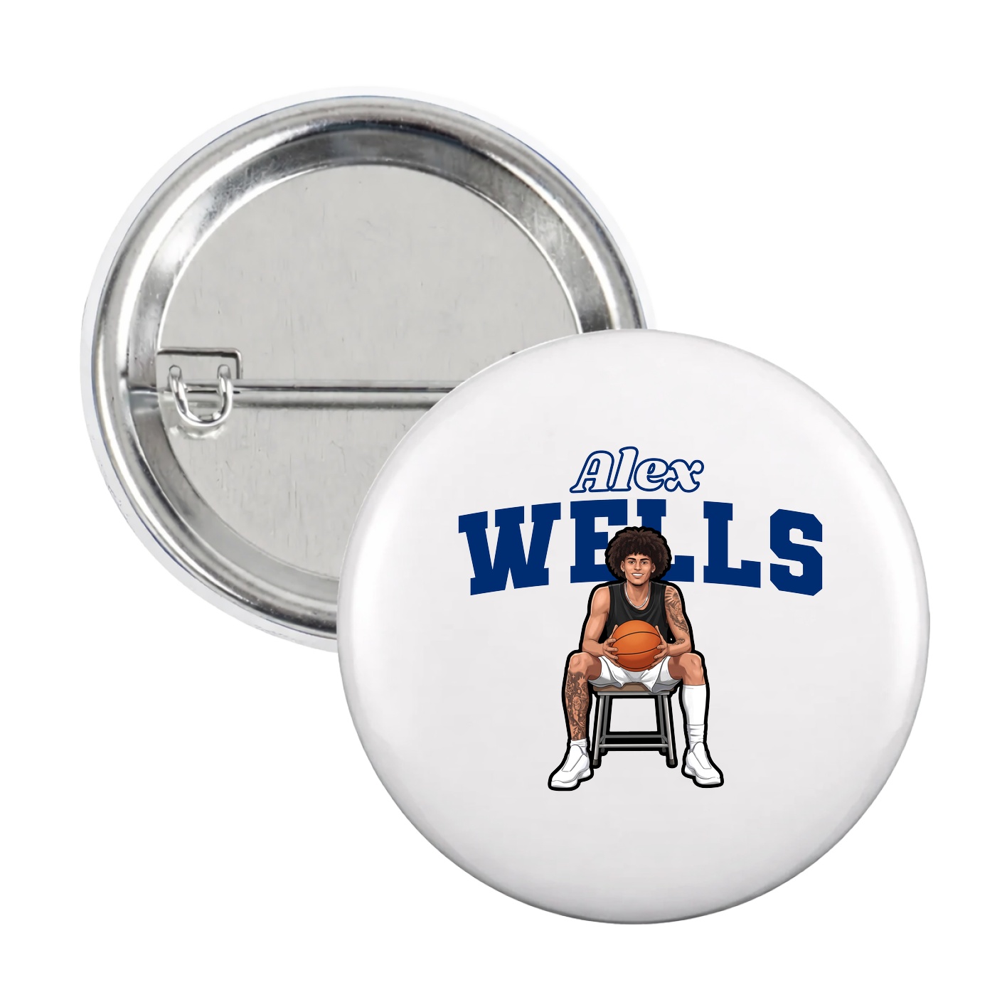 Game Day Button — Name Arch in White