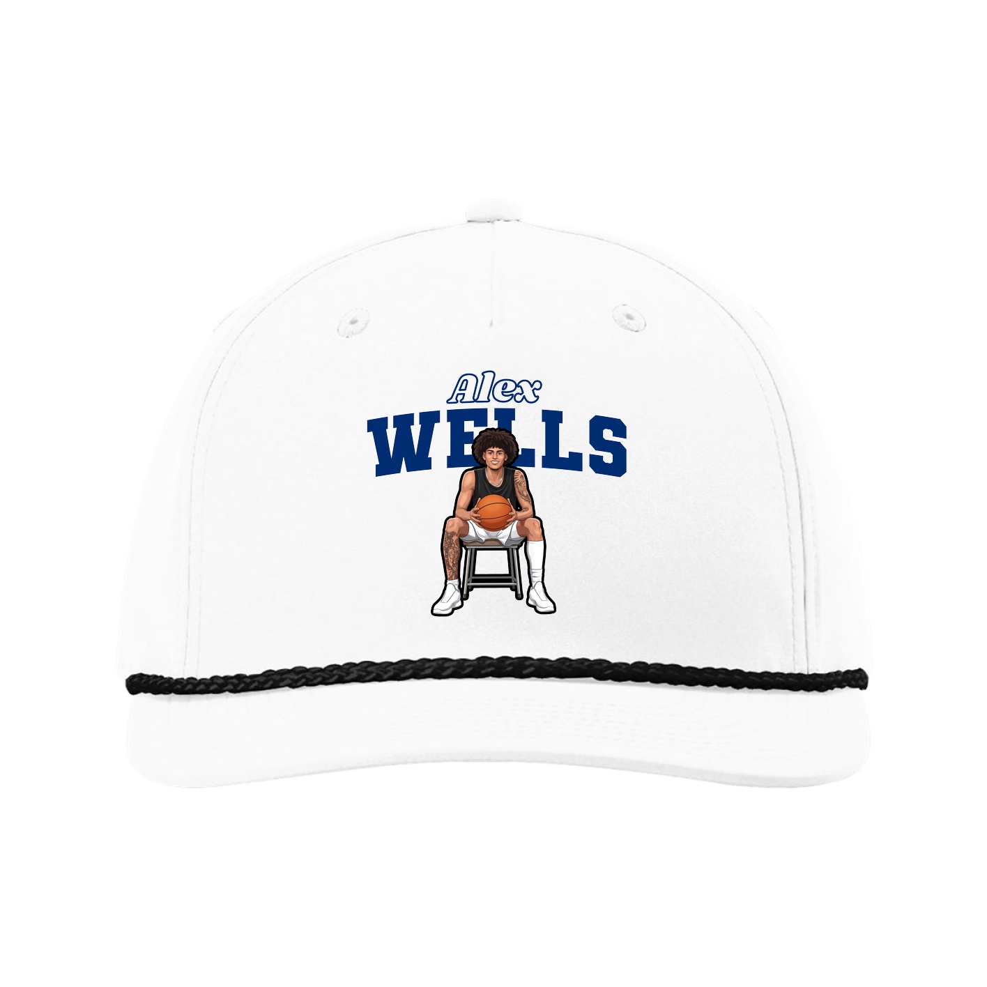 Five-Panel Classic Rope Cap — Name Arch in White