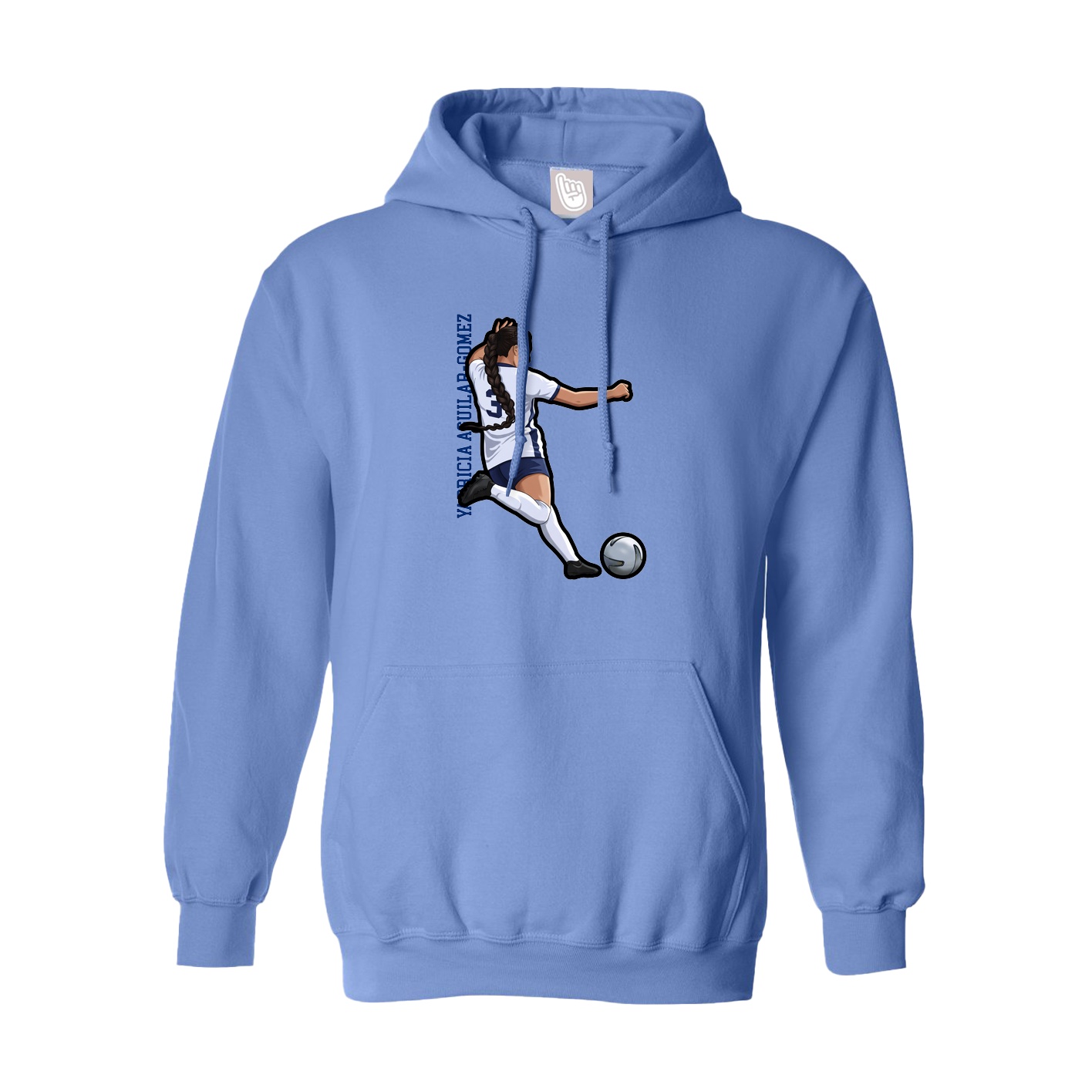Youth Hoodie — Name Vertical in Powder Blue