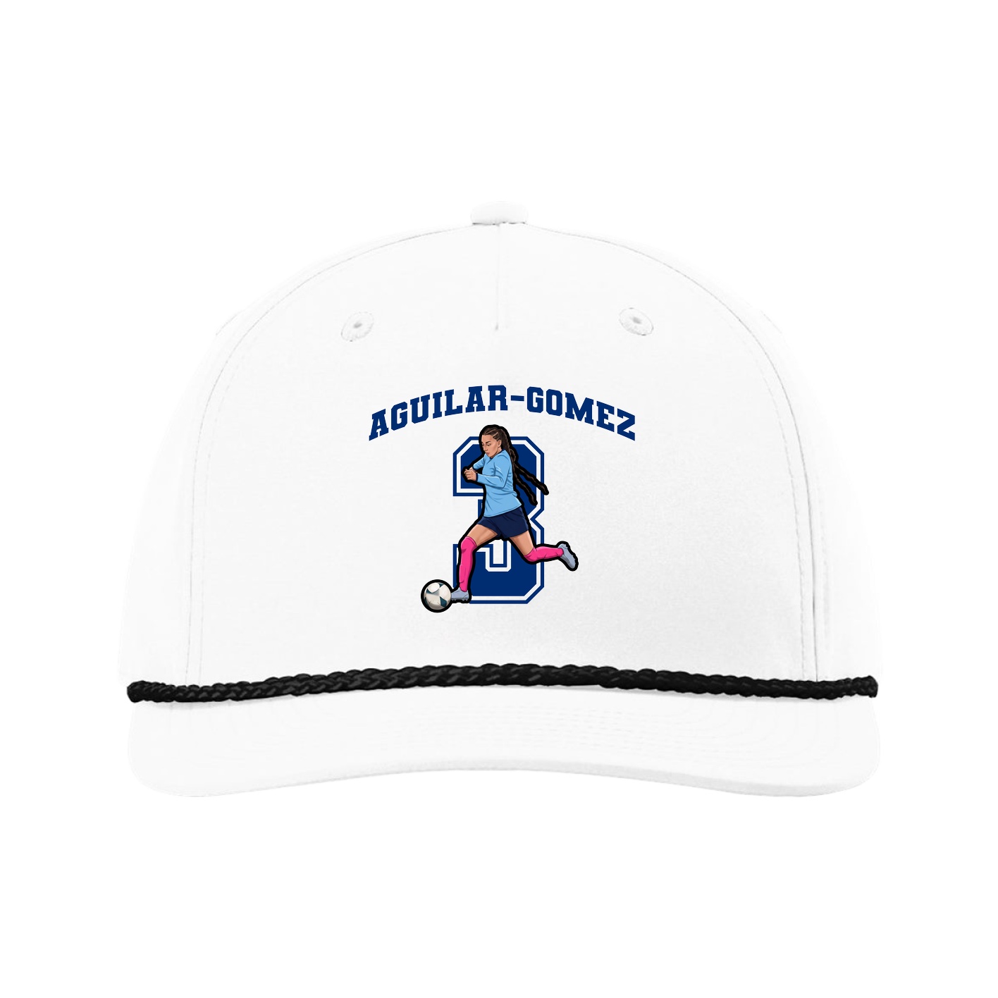 Five-Panel Classic Rope Cap — Number in White