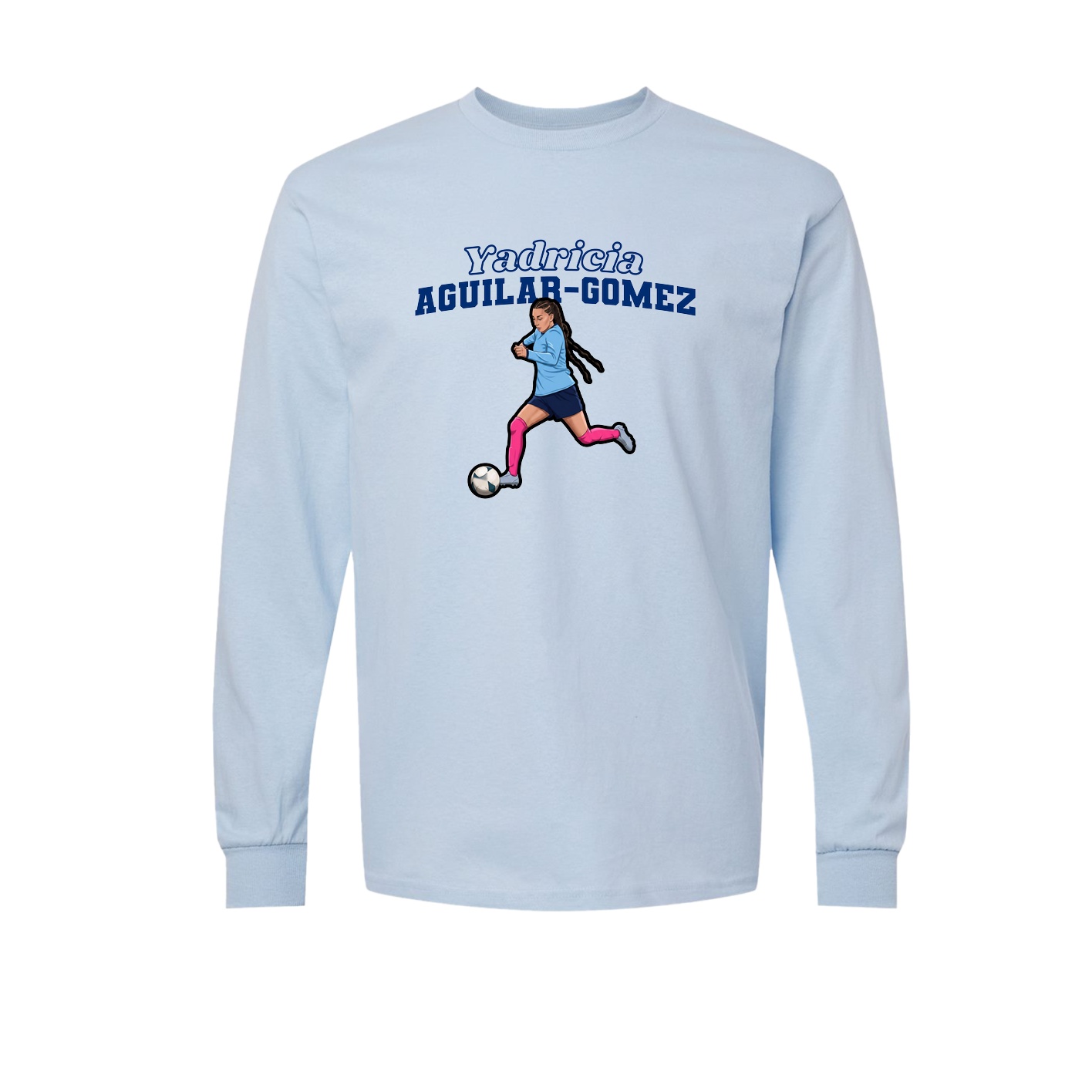 Long Sleeve Tee — Name Arch in Light Blue