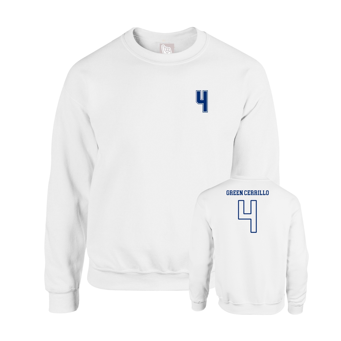 Fleece Crew — Chest Back in White