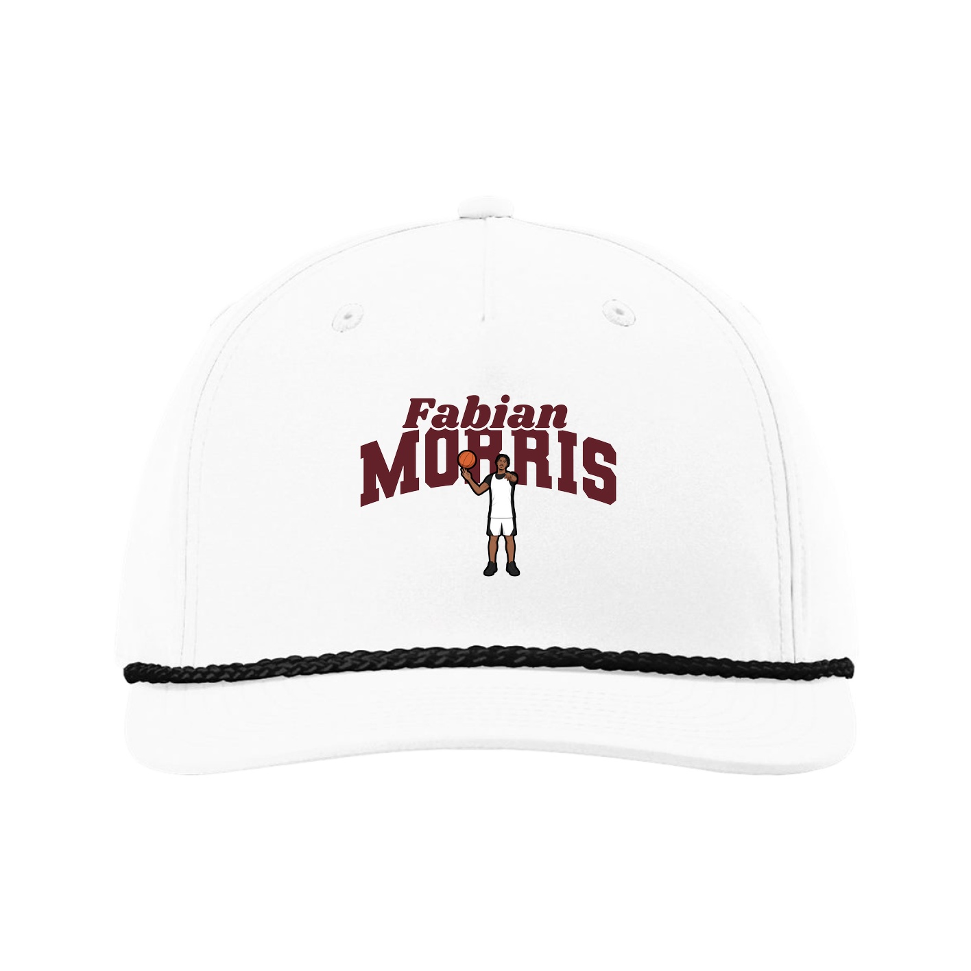 Five-Panel Classic Rope Cap — Signature Arch in White