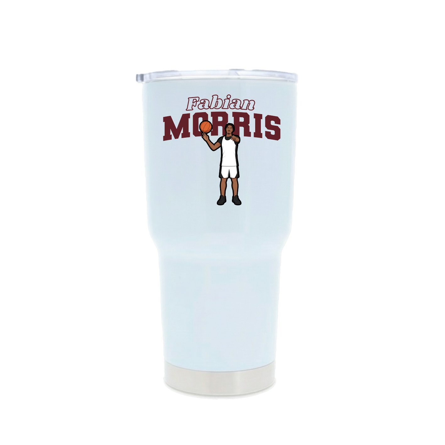 30oz Stainless Steel Tumbler — Name Arch in White