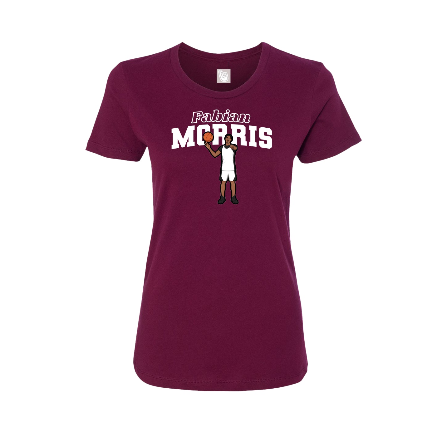 Fitted Women's Tee — Name Arch in Maroon
