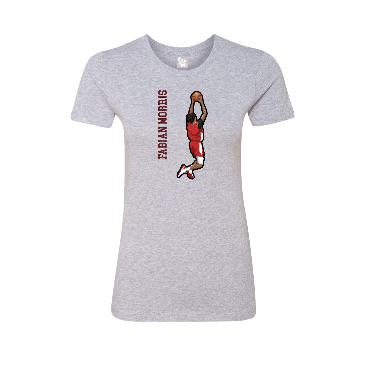 Fitted Women's Tee — Name Vertical in Grey