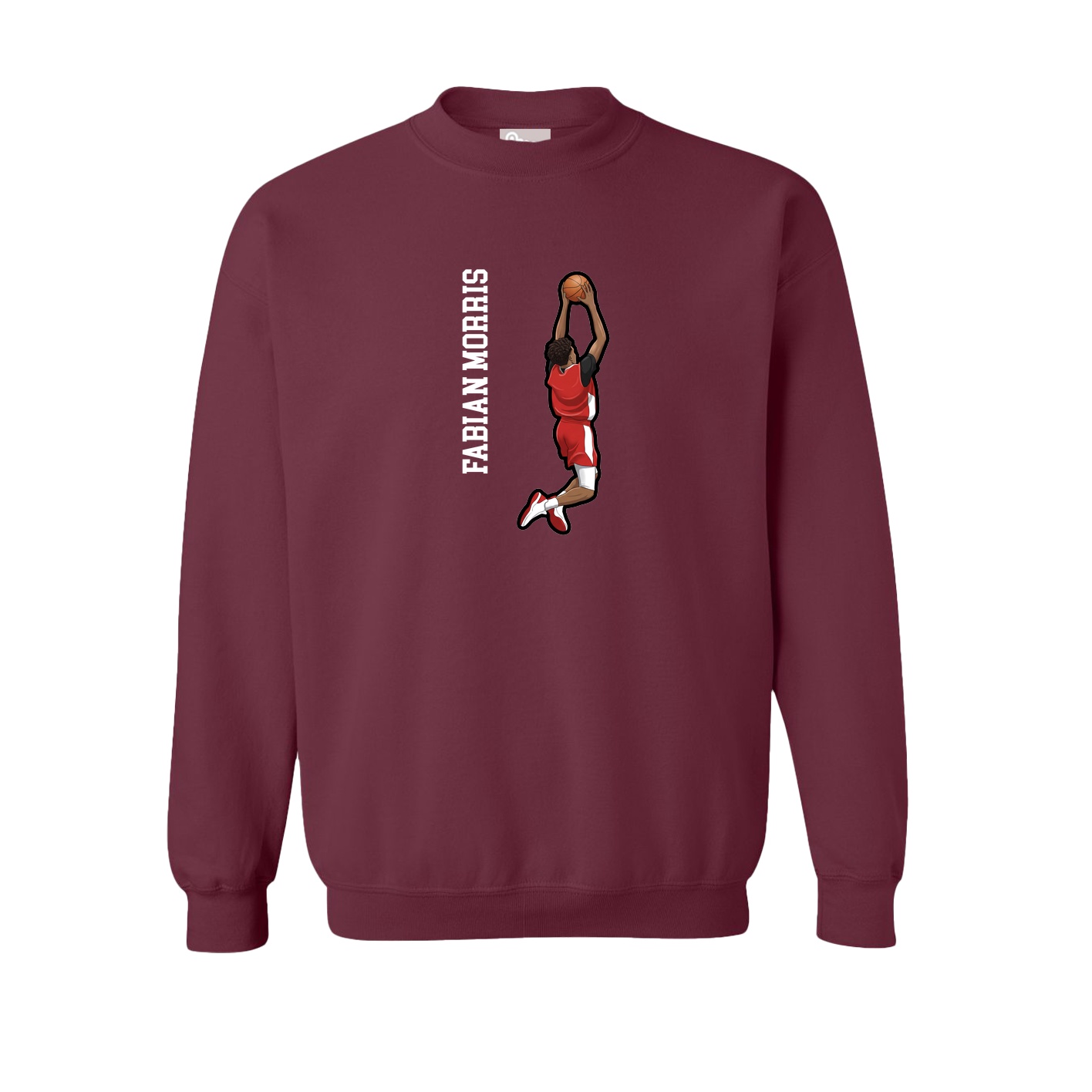 Fleece Crew — Name Vertical in Maroon
