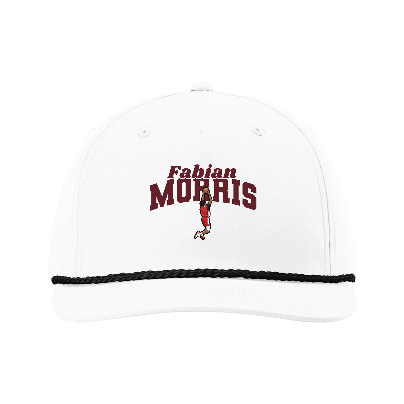 Five-Panel Classic Rope Cap — Signature Arch in White