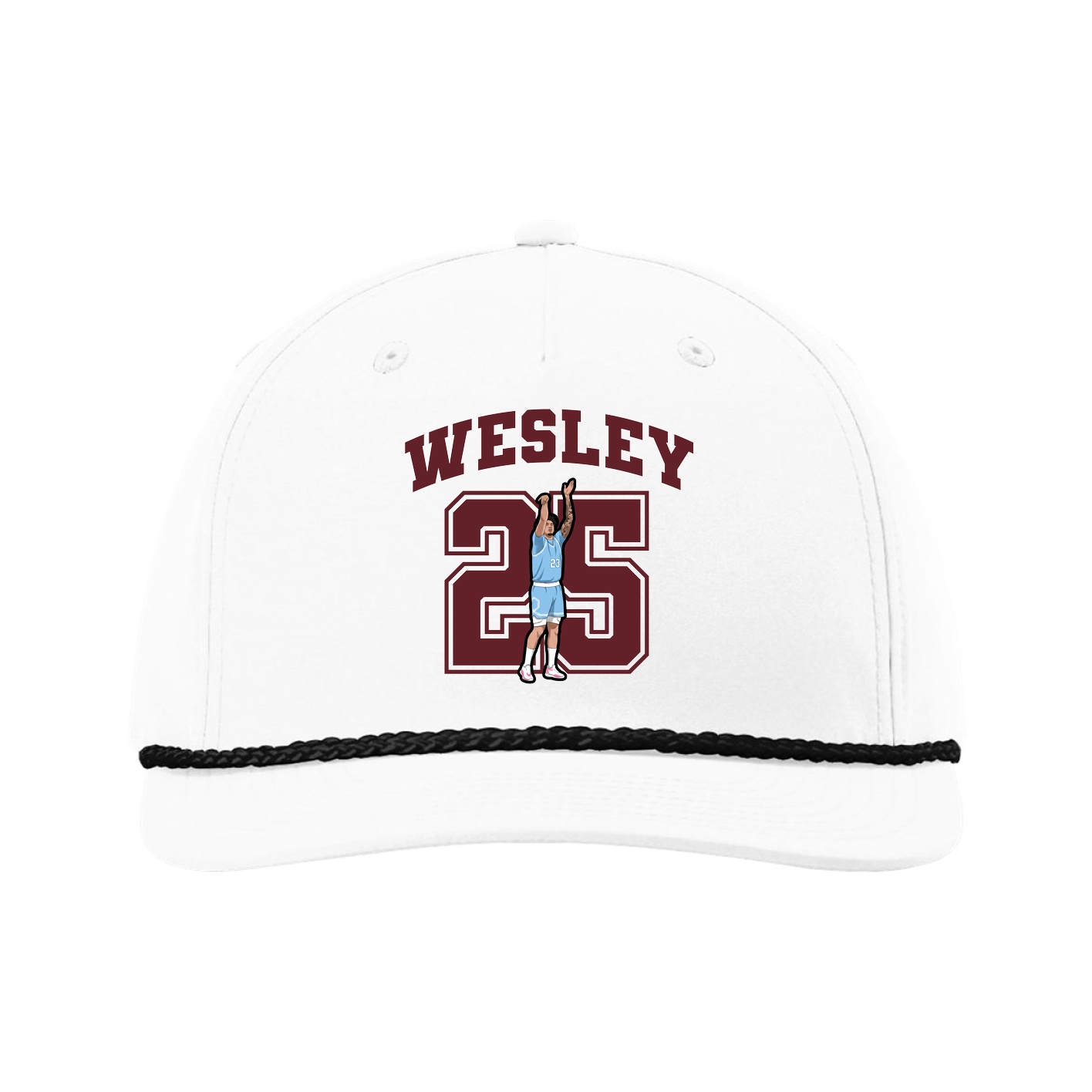 Five-Panel Classic Rope Cap — Number in White
