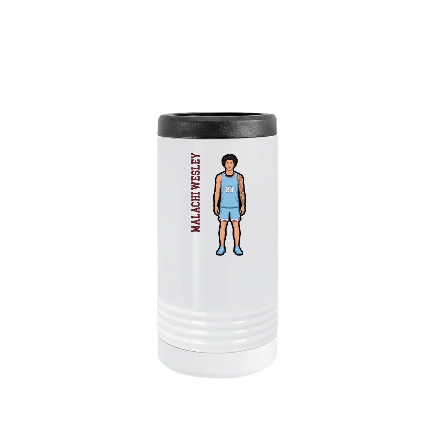 Slim Beverage Holder — Name Vertical in White